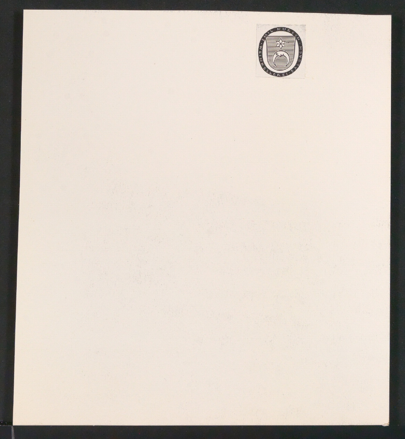 Entwürfe, Probedrucke, Klischees und Klischeeabzüge von Firmenzeichen für Emil Nüesch Weinkellerei Balgach — Blatt 15