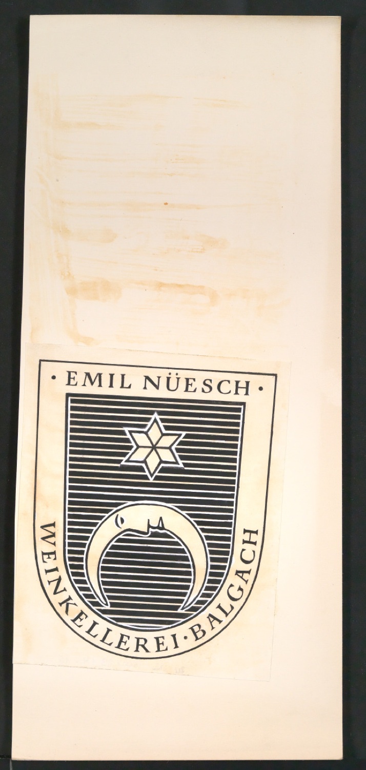 Entwürfe, Probedrucke, Klischees und Klischeeabzüge von Firmenzeichen für Emil Nüesch Weinkellerei Balgach — Blatt 21