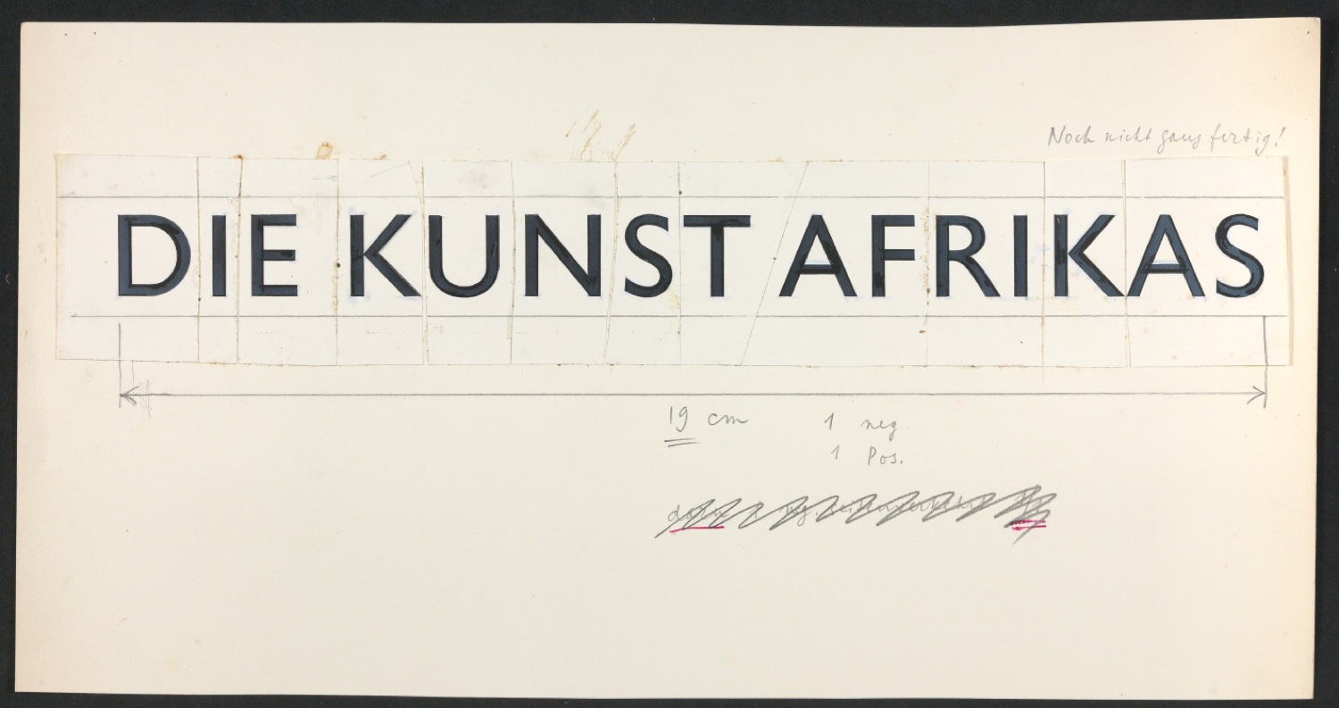 Klebeentwurf für den Buchtitel von Die Kunst Afrikas — Blatt 1