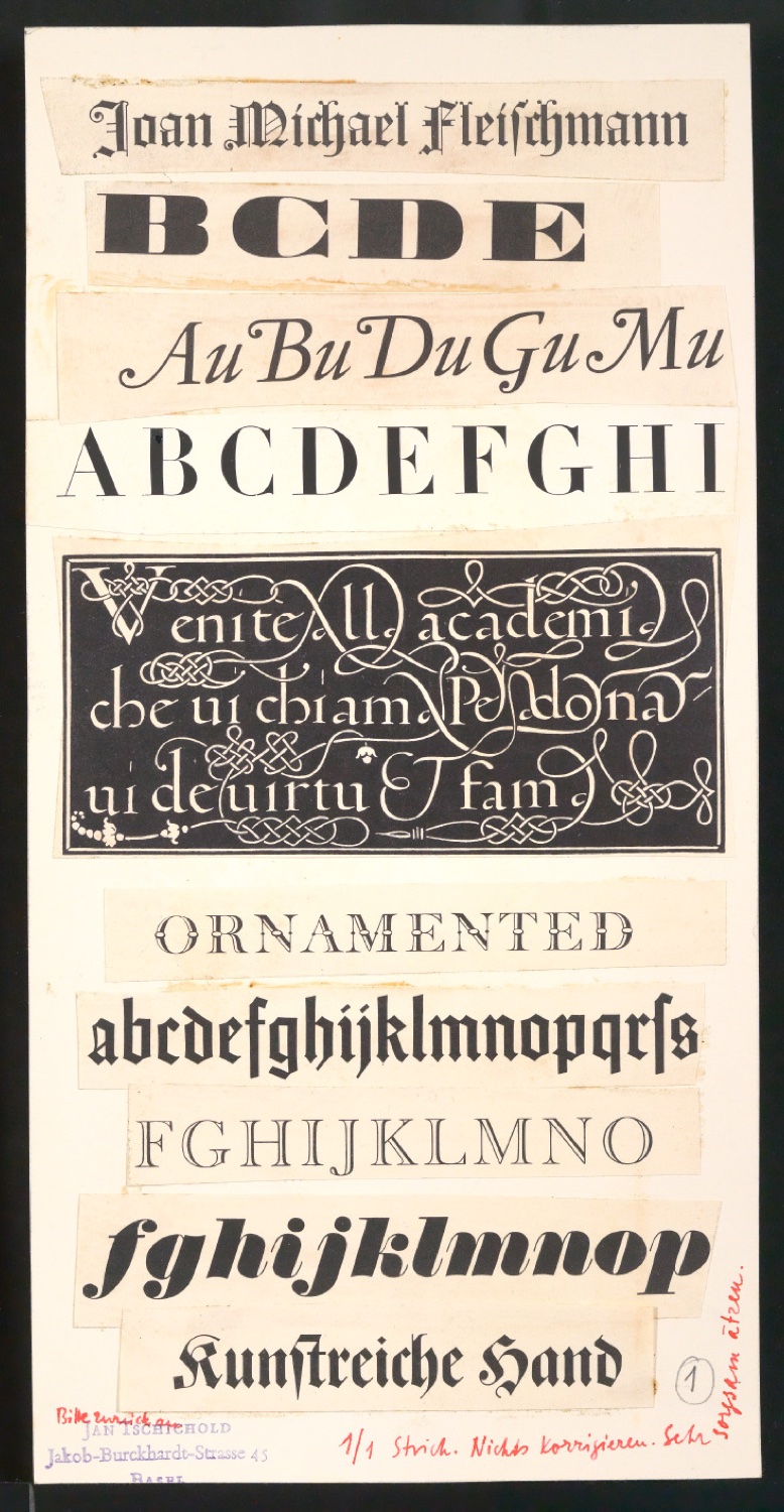 Montierte Klischeevorlagen für Illustrationen von Meisterbuch der Schrift — Blatt 1