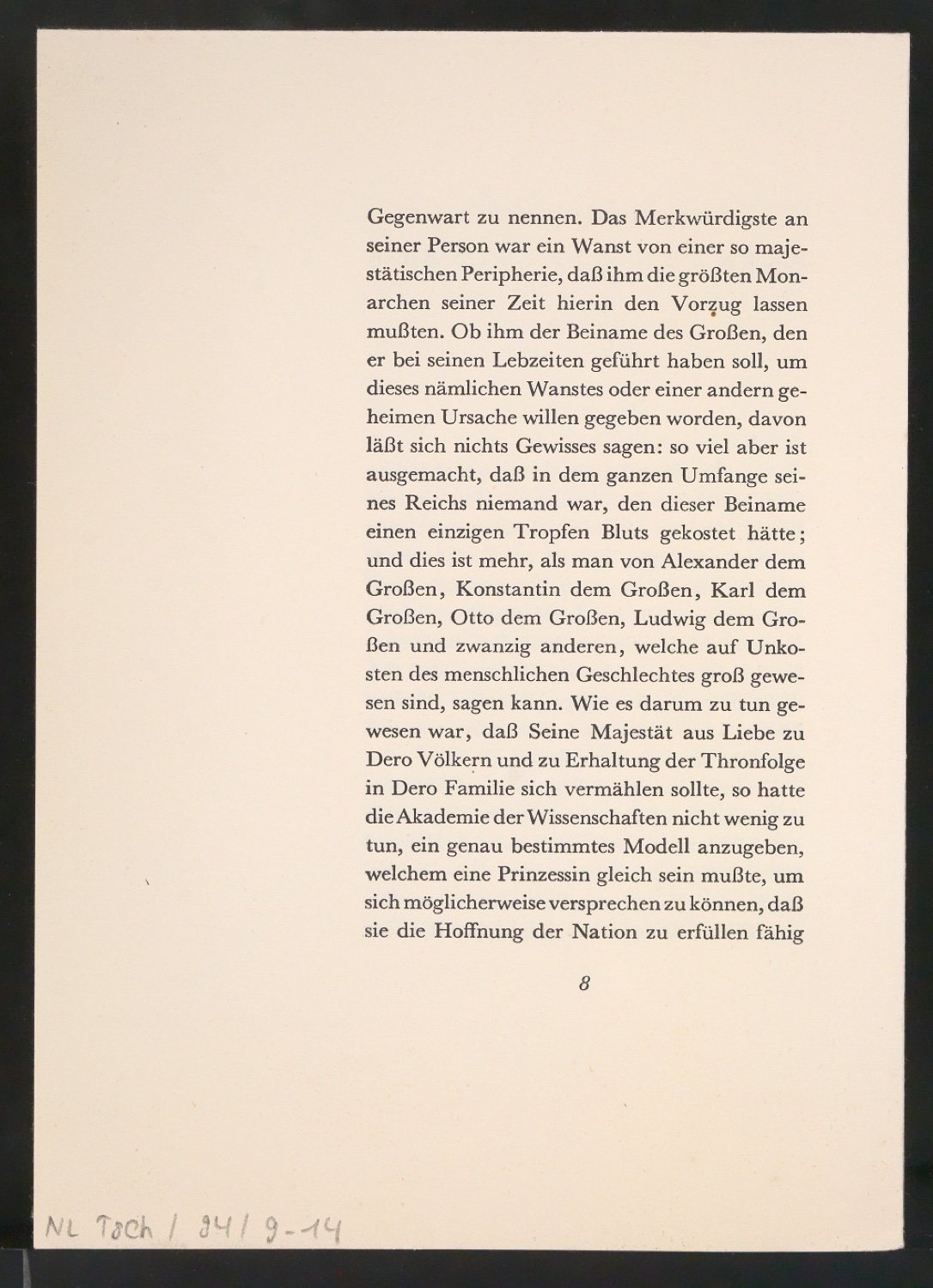 Probedruck von Titelblatt für Geschichte des Prinzen Biribinker — Blatt 5