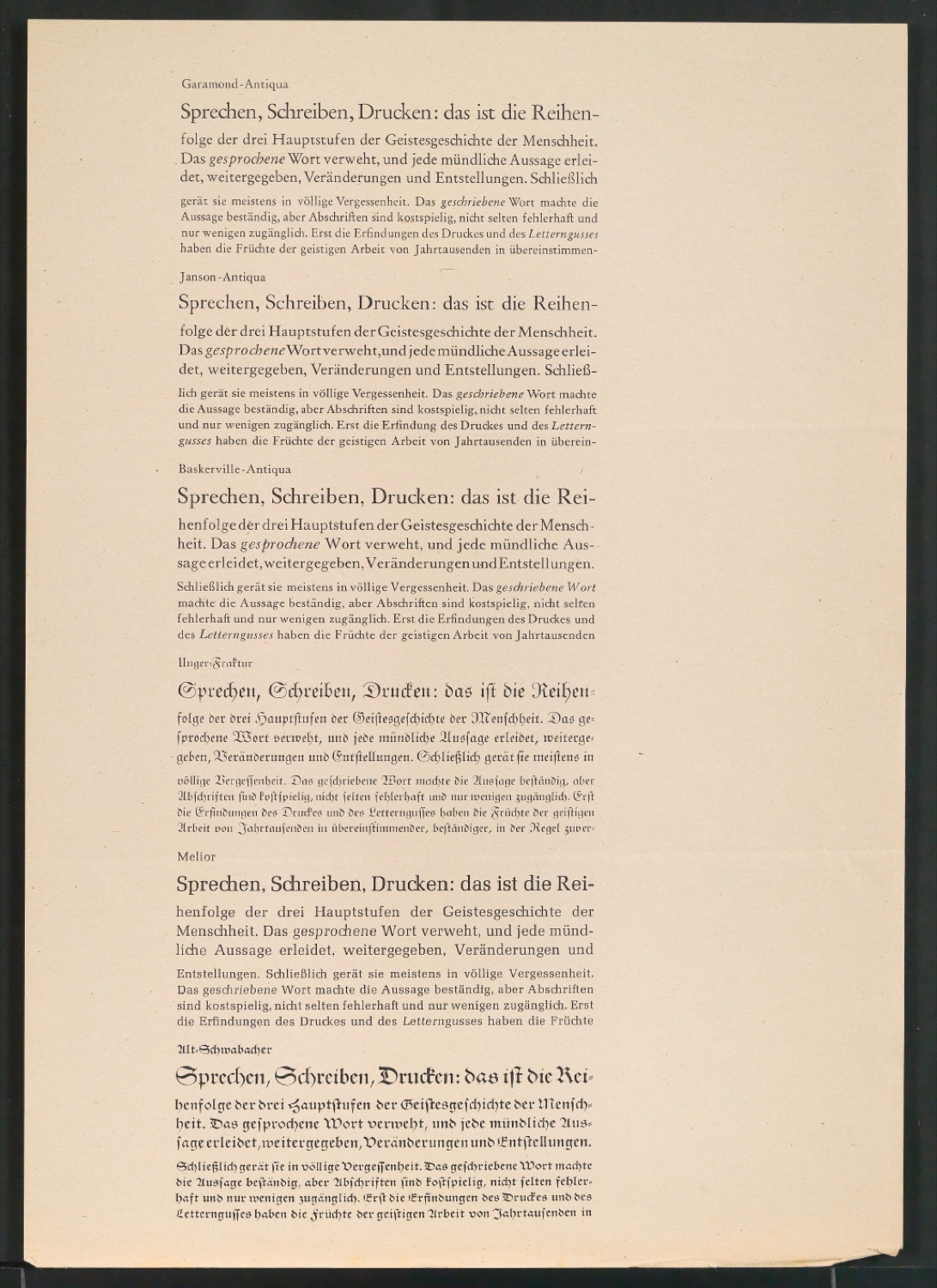 Testseiten mit verschiedenen Schriftschnitten — Blatt 1