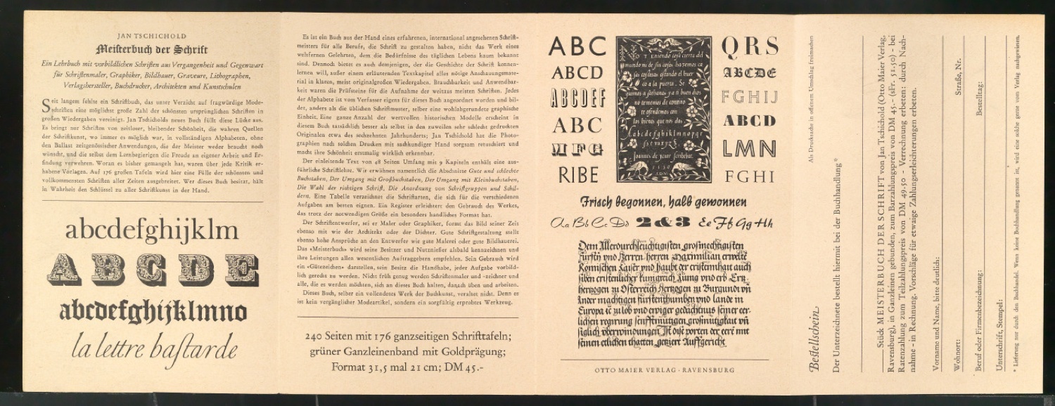 Probedrucke von Werbeprospekten mit Bestellschein für Meisterbuch der Schrift — Blatt 16