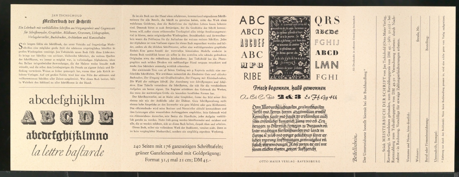 Probedrucke von Werbeprospekten mit Bestellschein für Meisterbuch der Schrift — Blatt 18