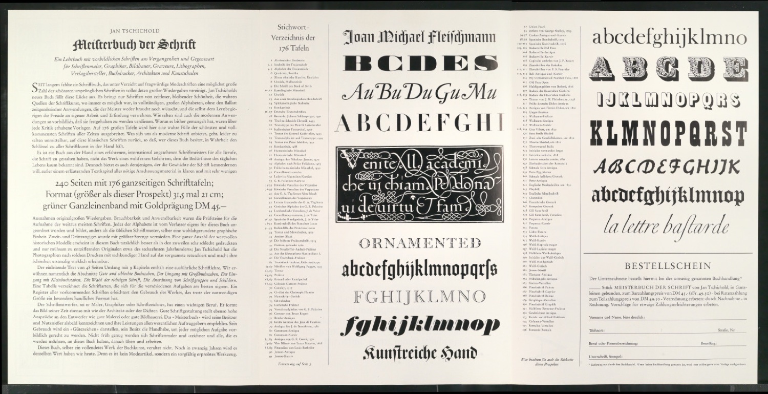 Probedrucke von Werbeprospekten mit Bestellschein für Meisterbuch der Schrift — Blatt 25