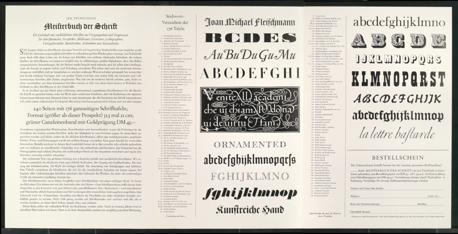 Probedrucke von Werbeprospekten mit Bestellschein für Meisterbuch der Schrift — Blatt 27