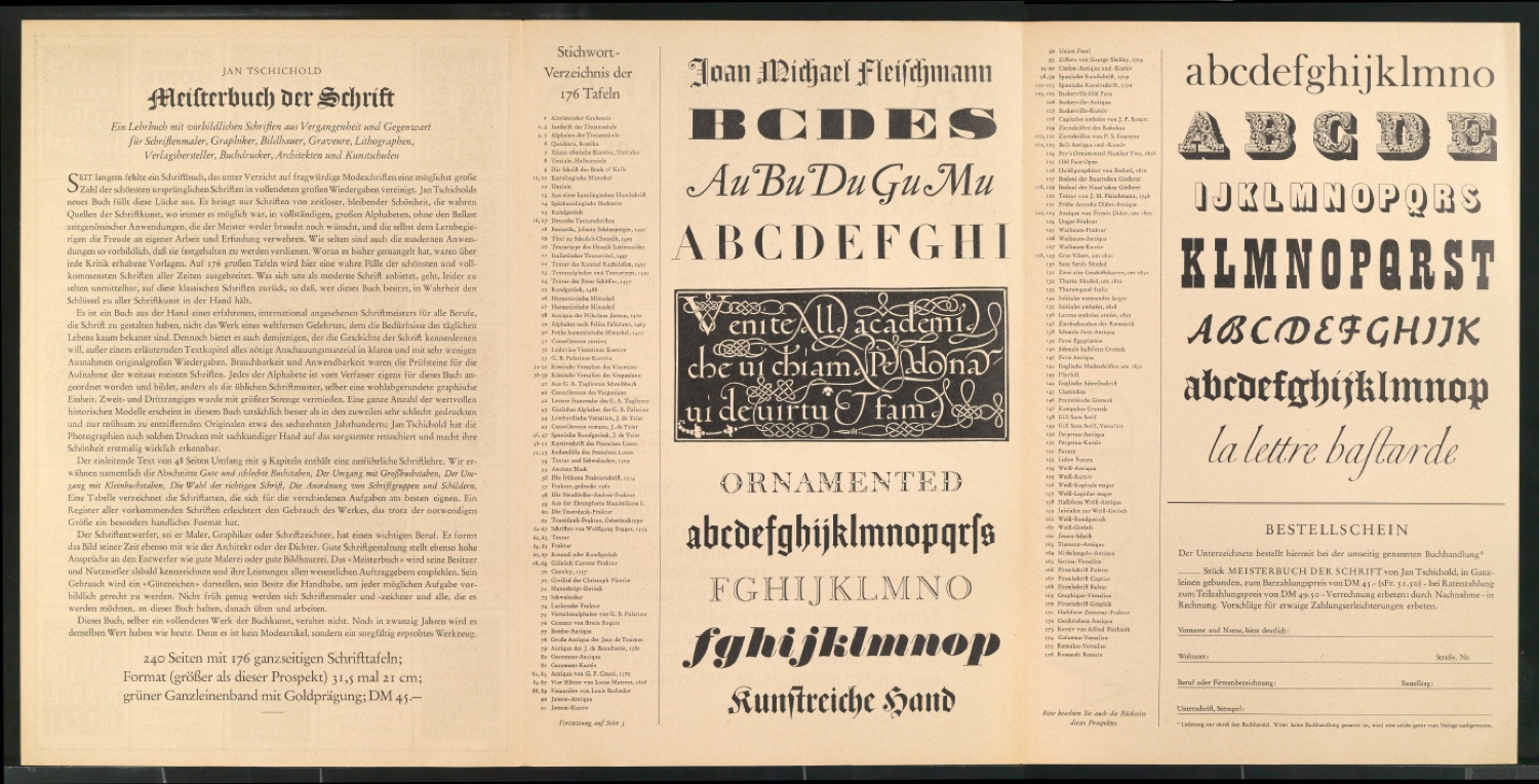 Probedrucke von Werbeprospekten mit Bestellschein für Meisterbuch der Schrift — Blatt 29