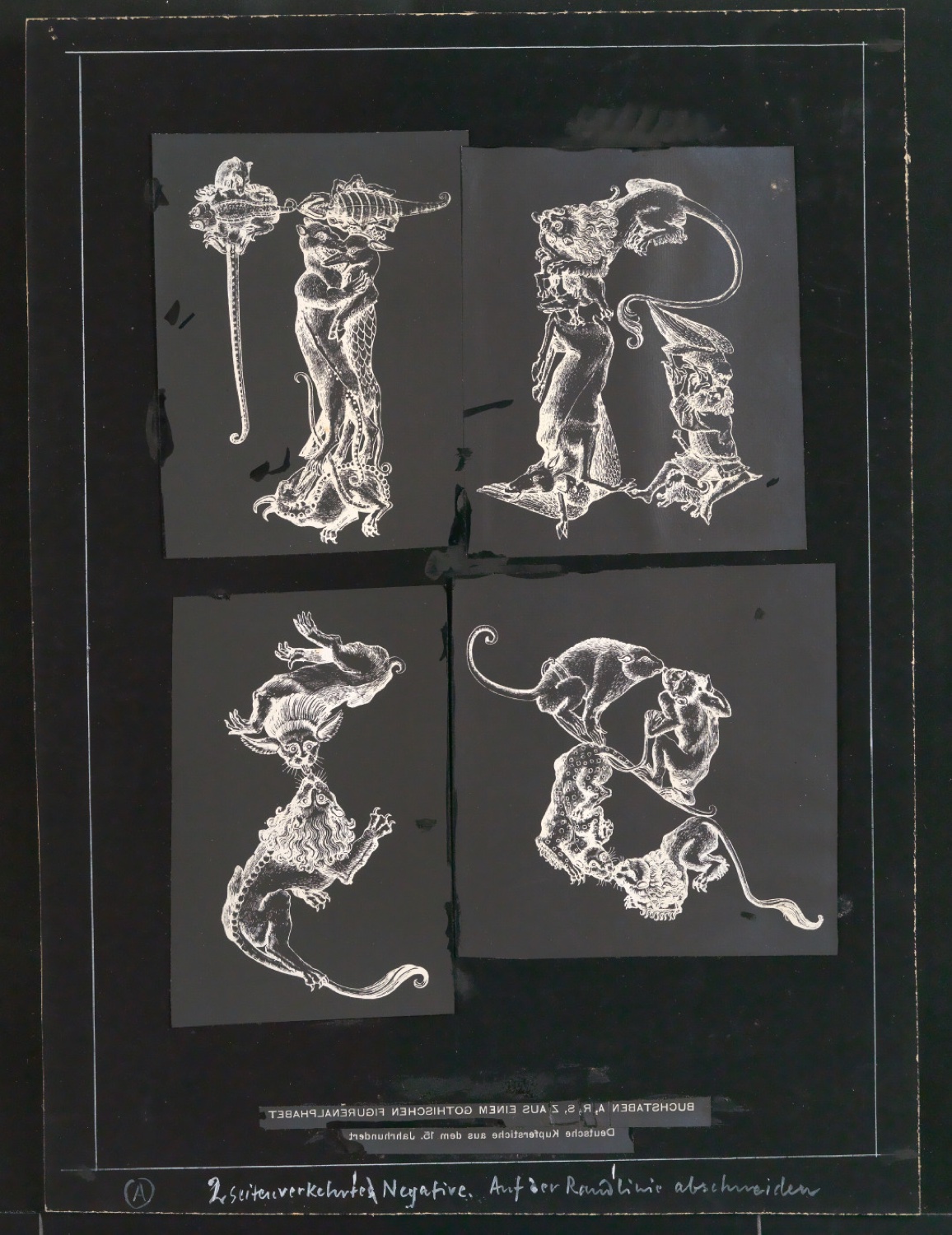 Montierte Vorlagen für Negativ-Klischees für Illustrationen von Meisterbuch der Schrift — Blatt 1