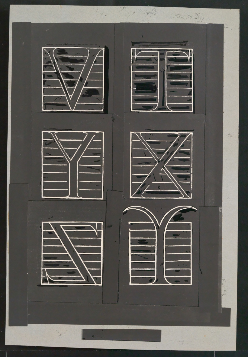 Retuschierte negative Klischeevorlagen von Illustrationen für Meisterbuch der Schrift — Blatt 3