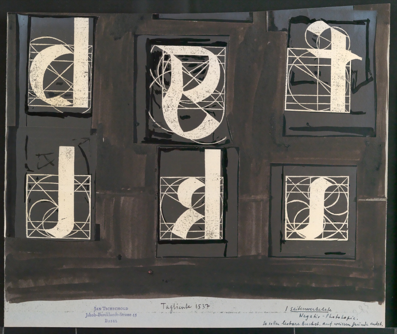 Retuschierte negative Klischeevorlagen von Illustrationen für Meisterbuch der Schrift — Blatt 9