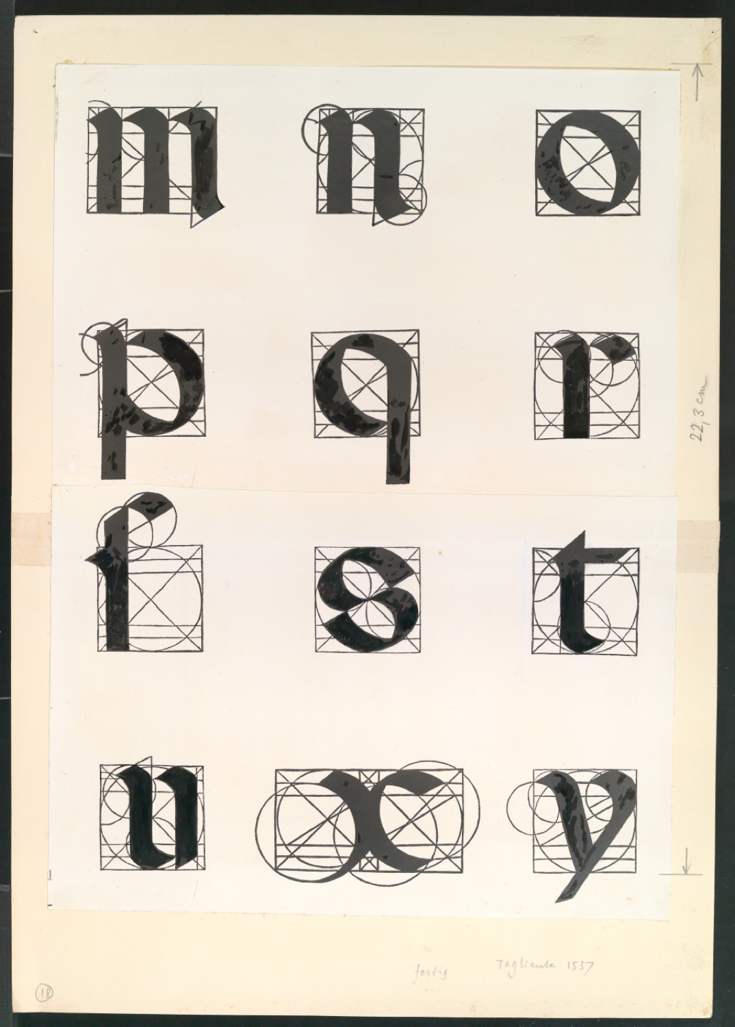 Korrigierte Fotokopien von Schrifttafeln Tagliente 1537 für Meisterbuch der Schrift — Blatt 3