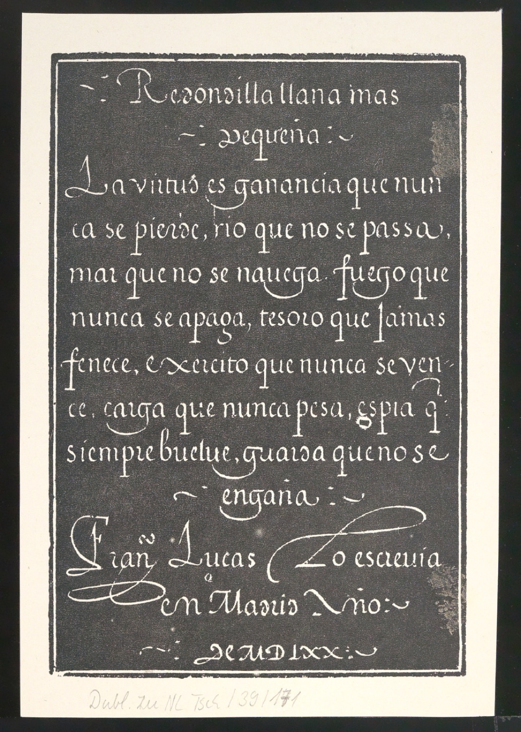 Probedrucke von Bildtafeln für Meisterbuch der Schrift — Blatt 10