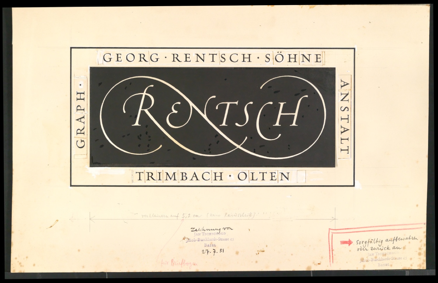 Montierter Entwurf von Signet für Georg-Rentsch-Söhne [1950] — Blatt 1