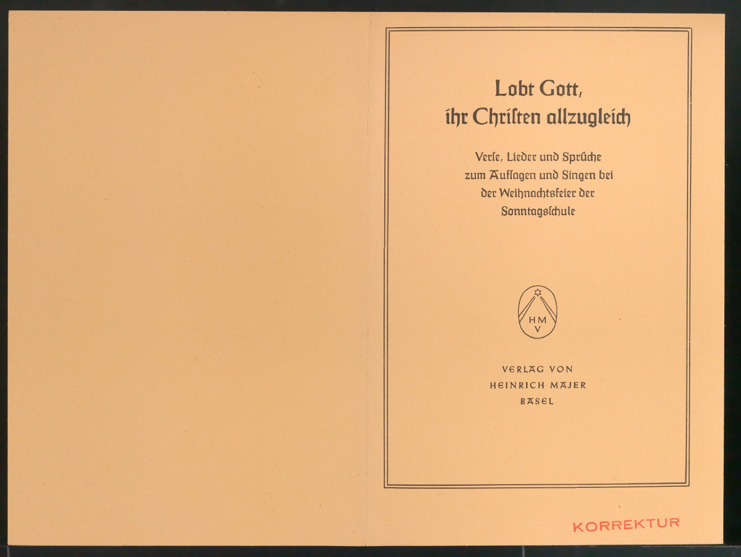 Probedruck für den Schutzumschlag von Lobt Gott ihr Christen allzugleich — Blatt 1
