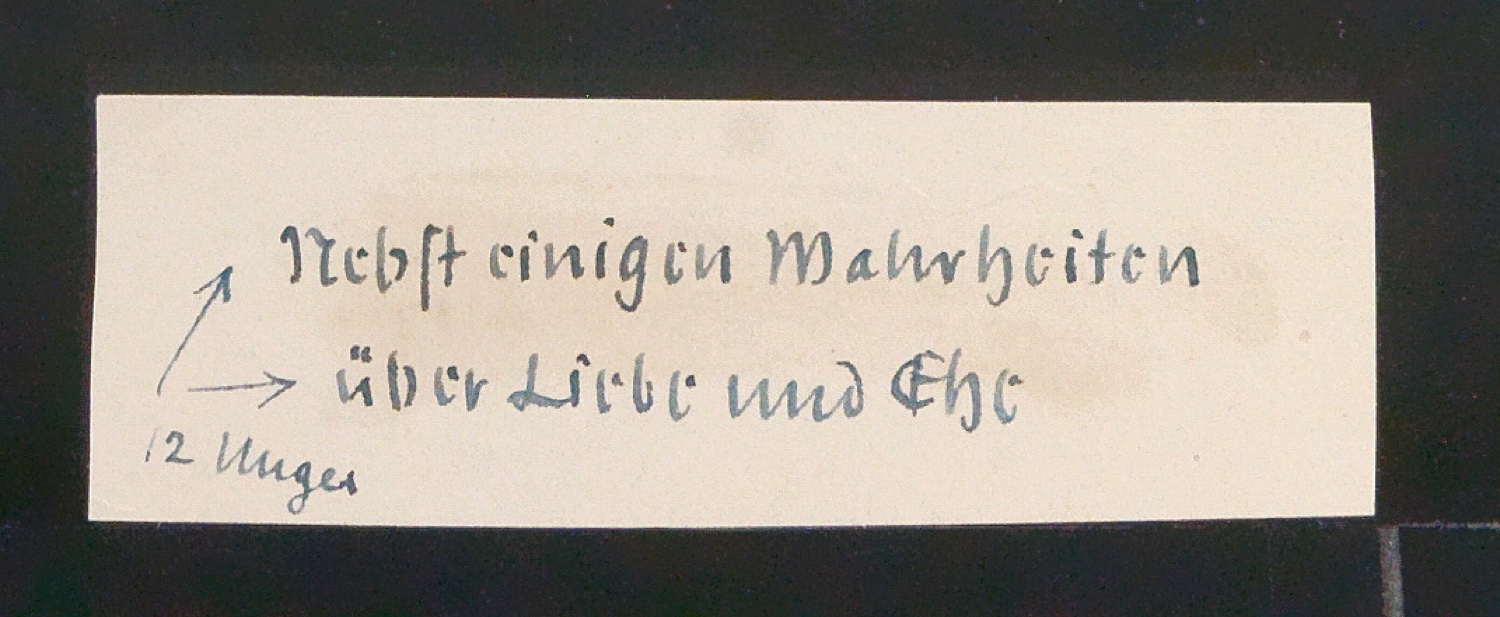 Entwurf für den Schutzumschlag und Probedrucke von Entlarvung der Weiber durch Jean Paul — Blatt 1