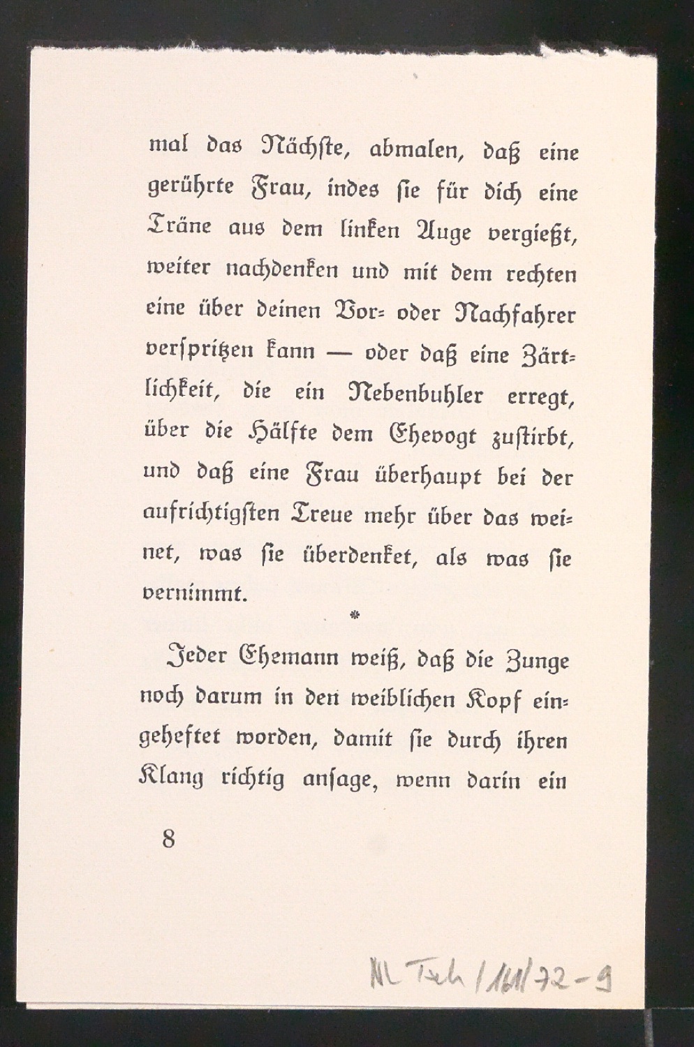 Entwurf für den Schutzumschlag und Probedrucke von Entlarvung der Weiber durch Jean Paul — Blatt 5