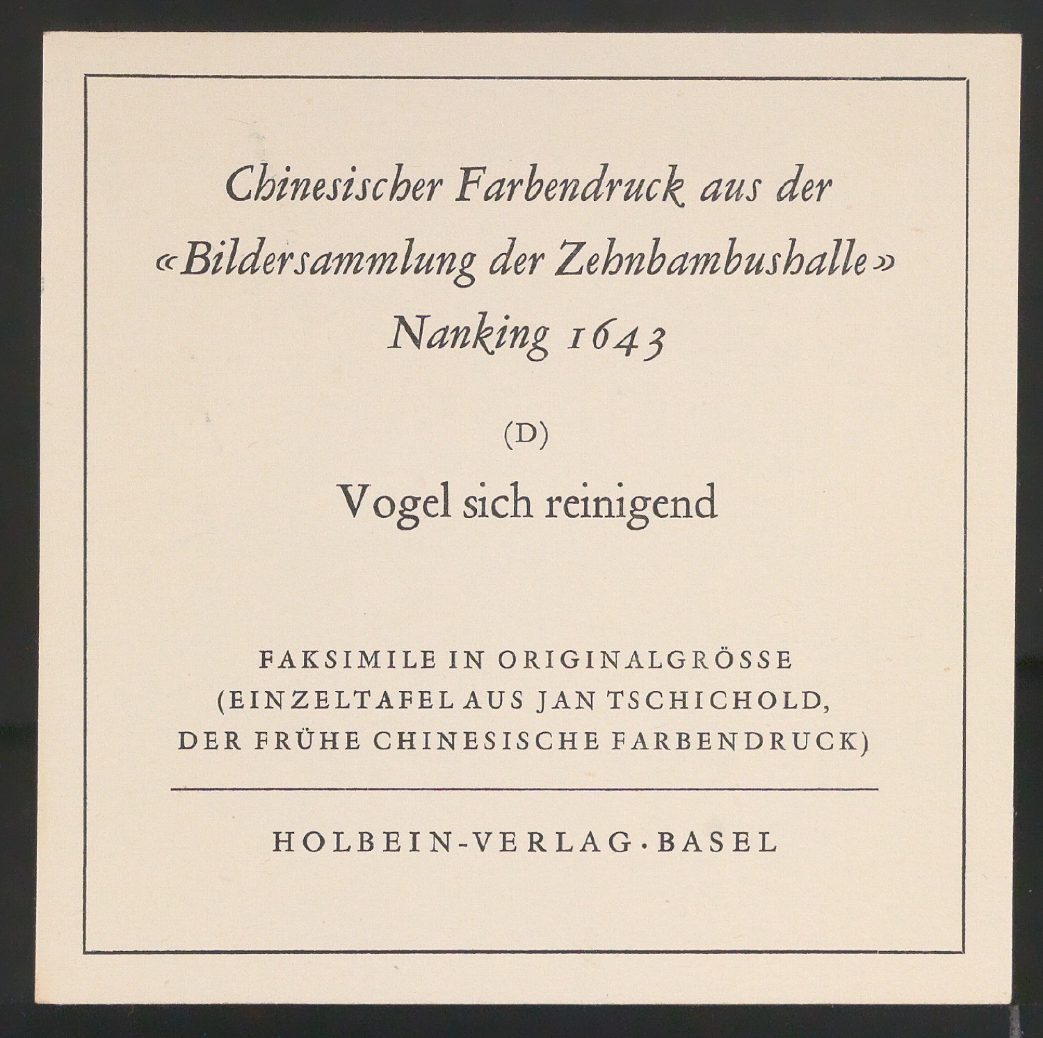 Etiketten für Faksimiles von Einzeltafeln chinesischer Farbendrucke — Blatt 7