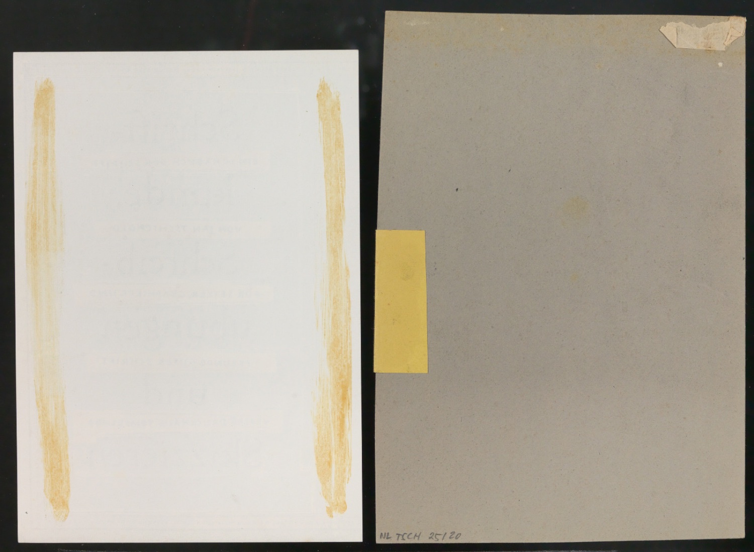Entwurfkorrektur für den Schutzumschlag von Schriftkunde, Schreibübungen und Skizzieren für Setzer — Blatt 2