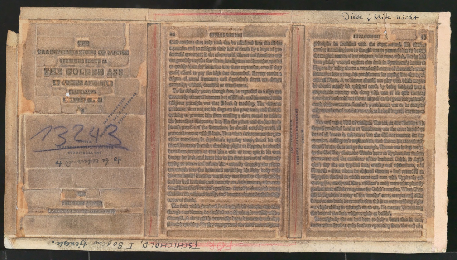 Papierstereotypie-Mater für Titelblatt und Seiten von Apuleius — Blatt 1