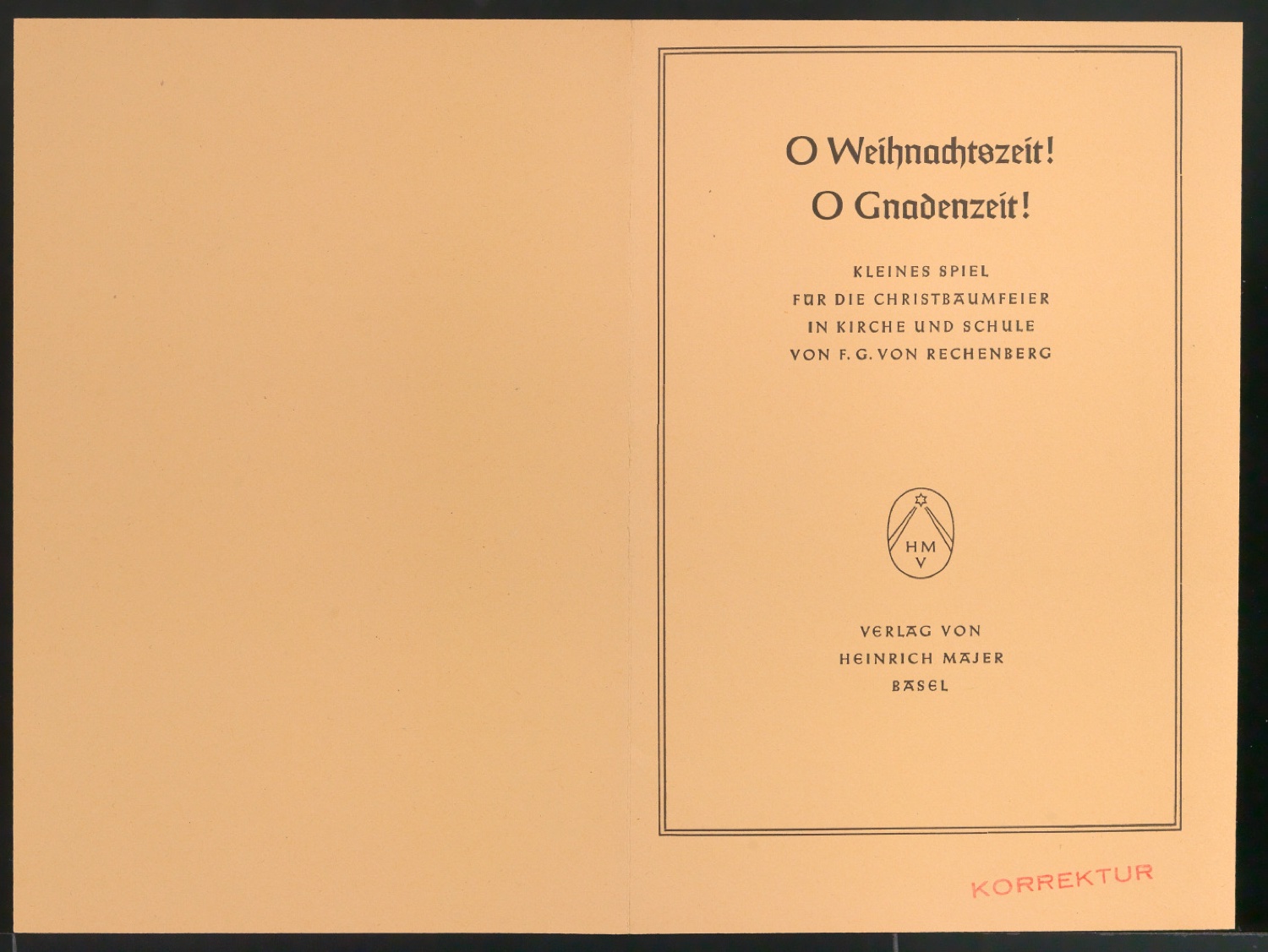 Probedruck für den Schutzumschlag von O Weihnachtszeit! O Gnadenzeit! — Blatt 1