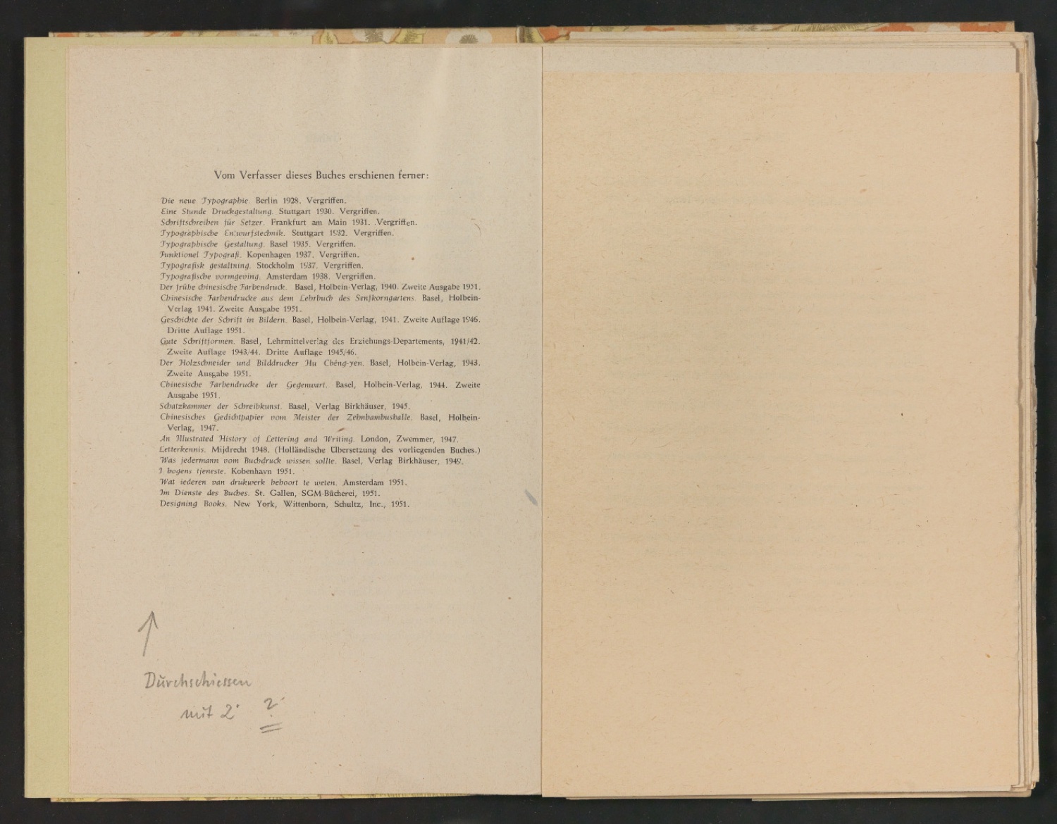 2. Autor-Bogen-Korrektur in Einbanddecke und Schutzumschlag von Schriftkunde, Schreibübungen und Skizzieren — Blatt 6