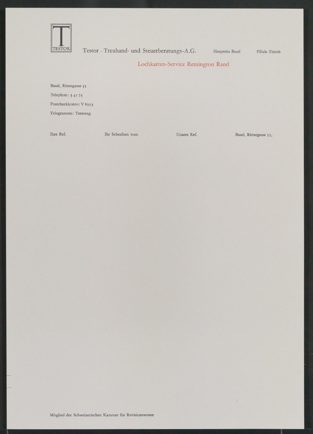 Briefbögen für Testor Treuhand- und Steuerberatungs AG — Blatt 1