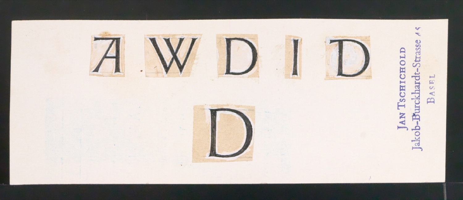 Entwurf und Probedruck einer Buchstabenfolge — Blatt 1