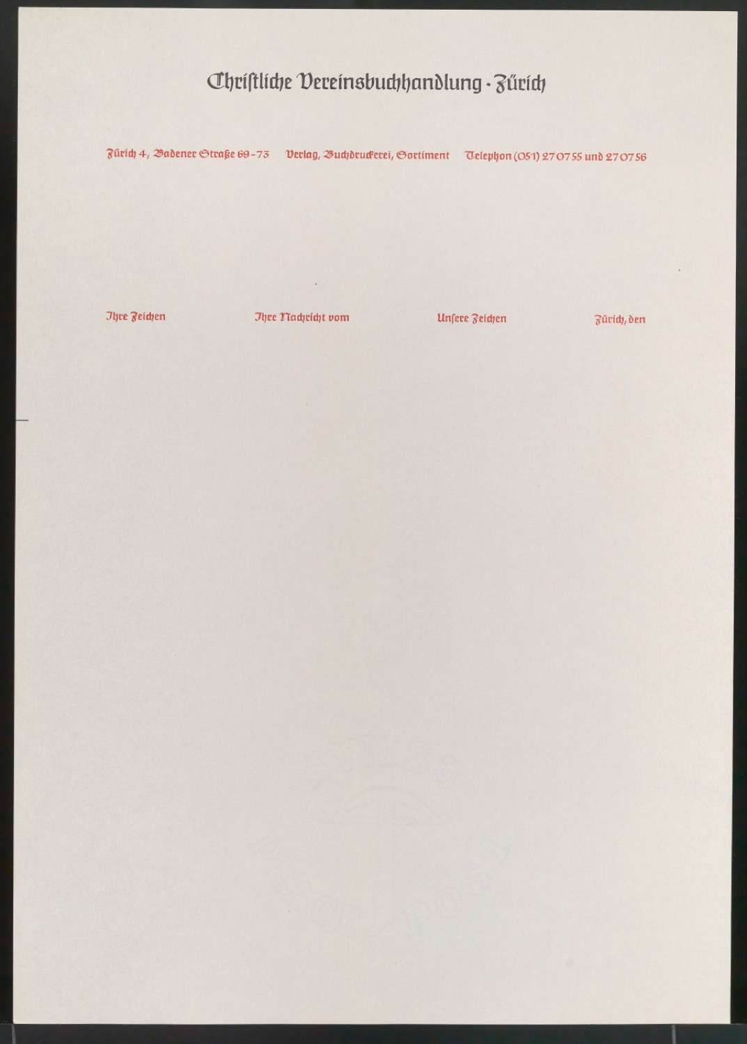Briefbogen für Christliche Vereinsbuchhandlung Zürich — Blatt 7