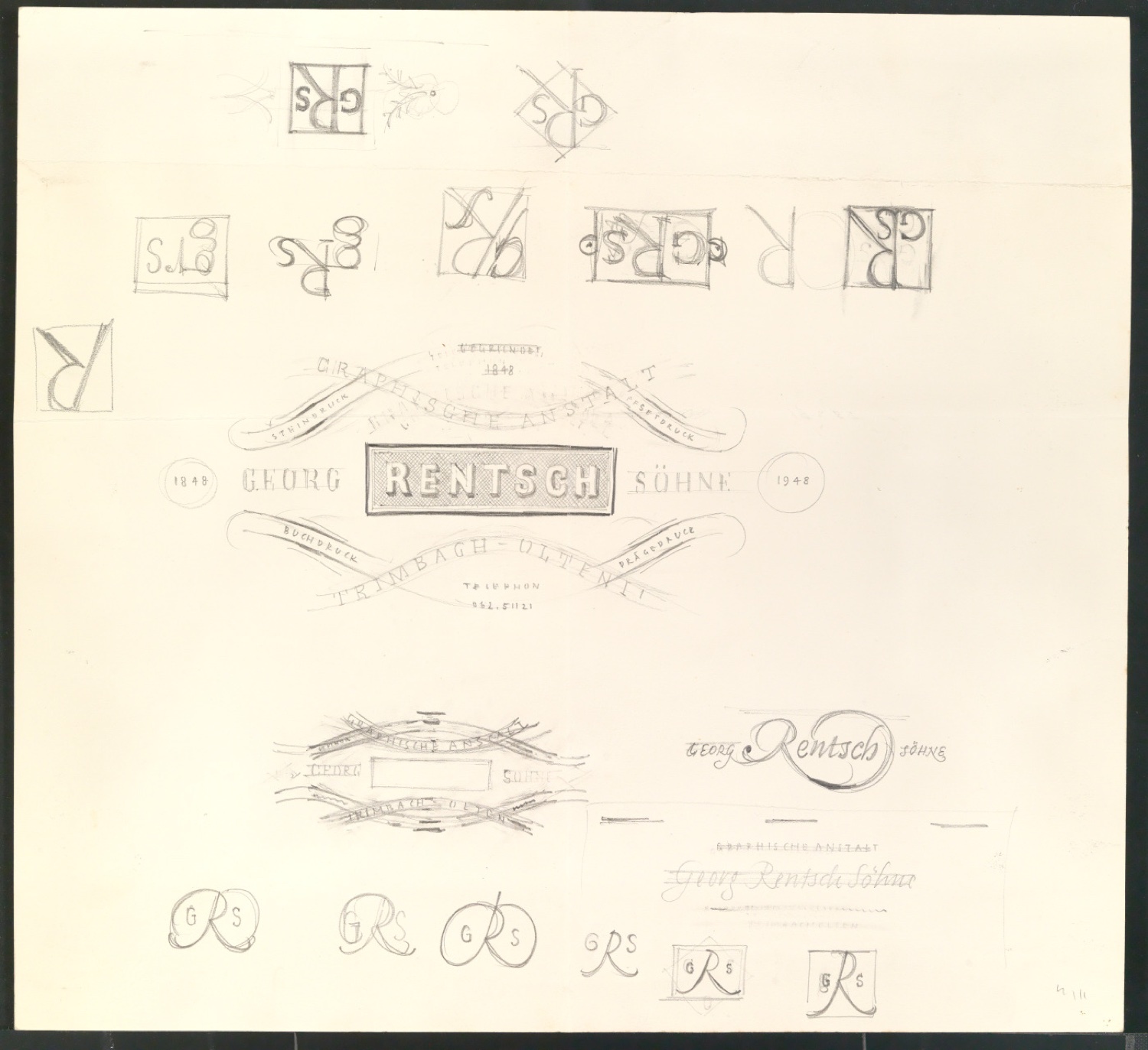 Entwurfszeichnungen von Firmenzeichen für Georg-Rentsch-Söhne [1950] — Blatt 19