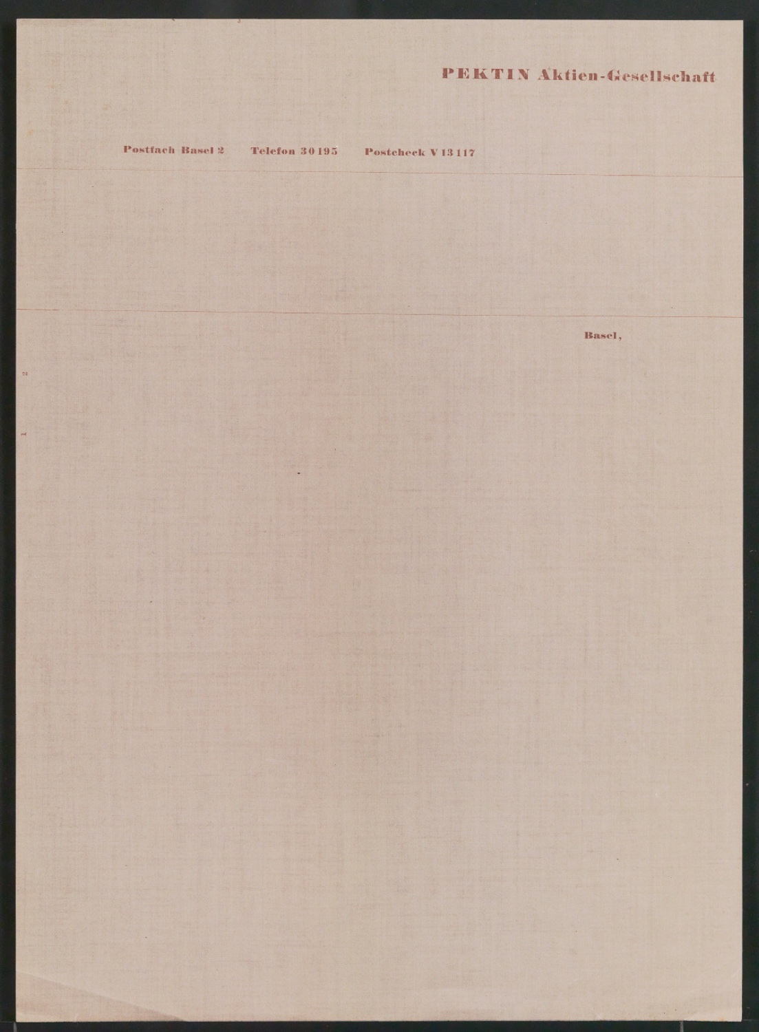Briefbogen für Pektin Aktien-Gesellschaft — Blatt 1