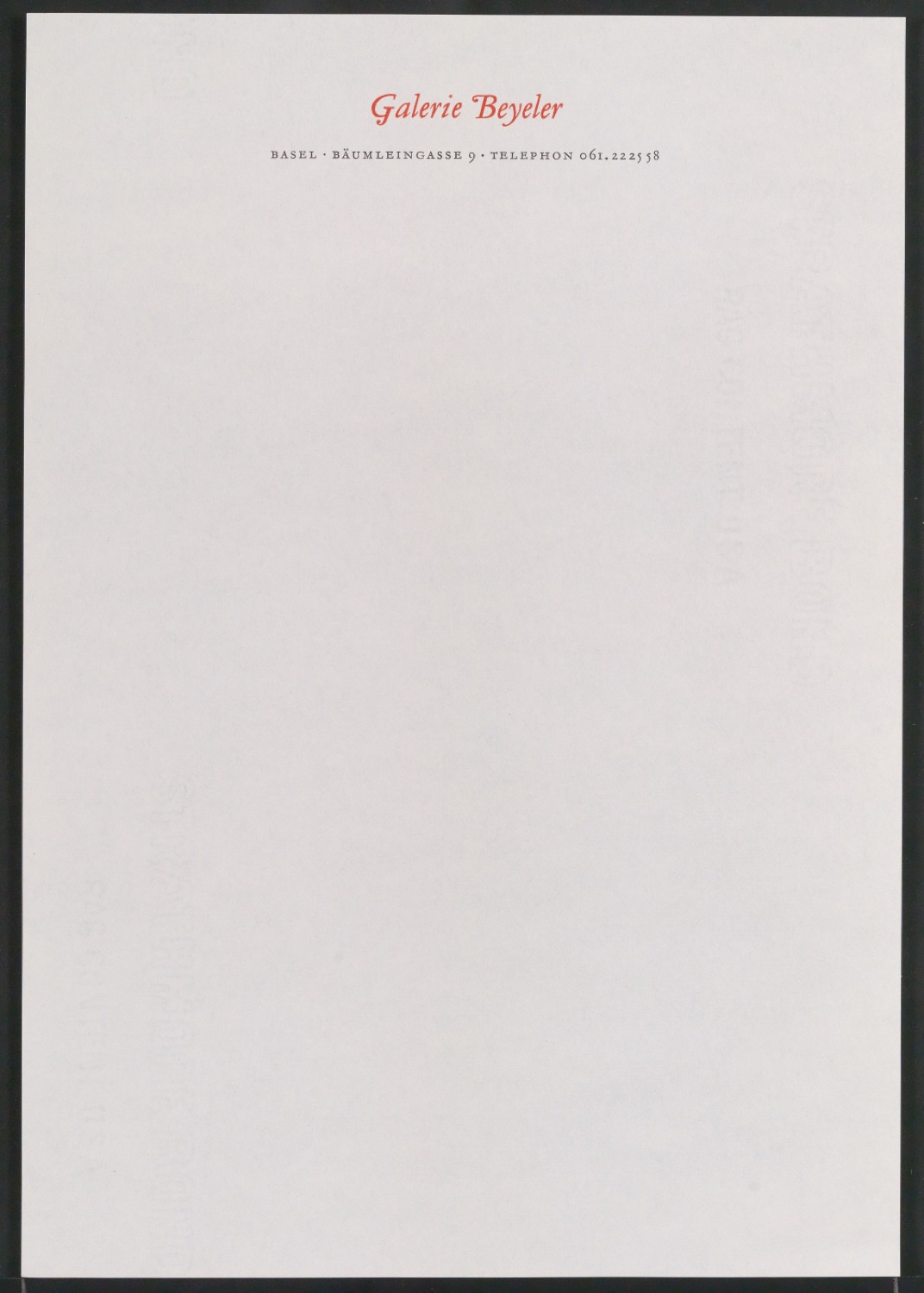 Briefpapier und Rechnungsvordruck für Galerie Beyeler und Librairie du Château d'Art — Blatt 3