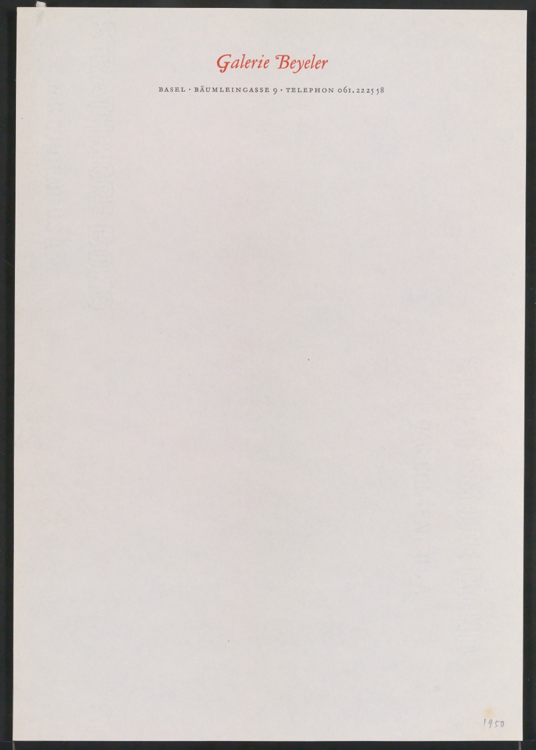 Briefpapier und Rechnungsvordruck für Galerie Beyeler und Librairie du Château d'Art — Blatt 5