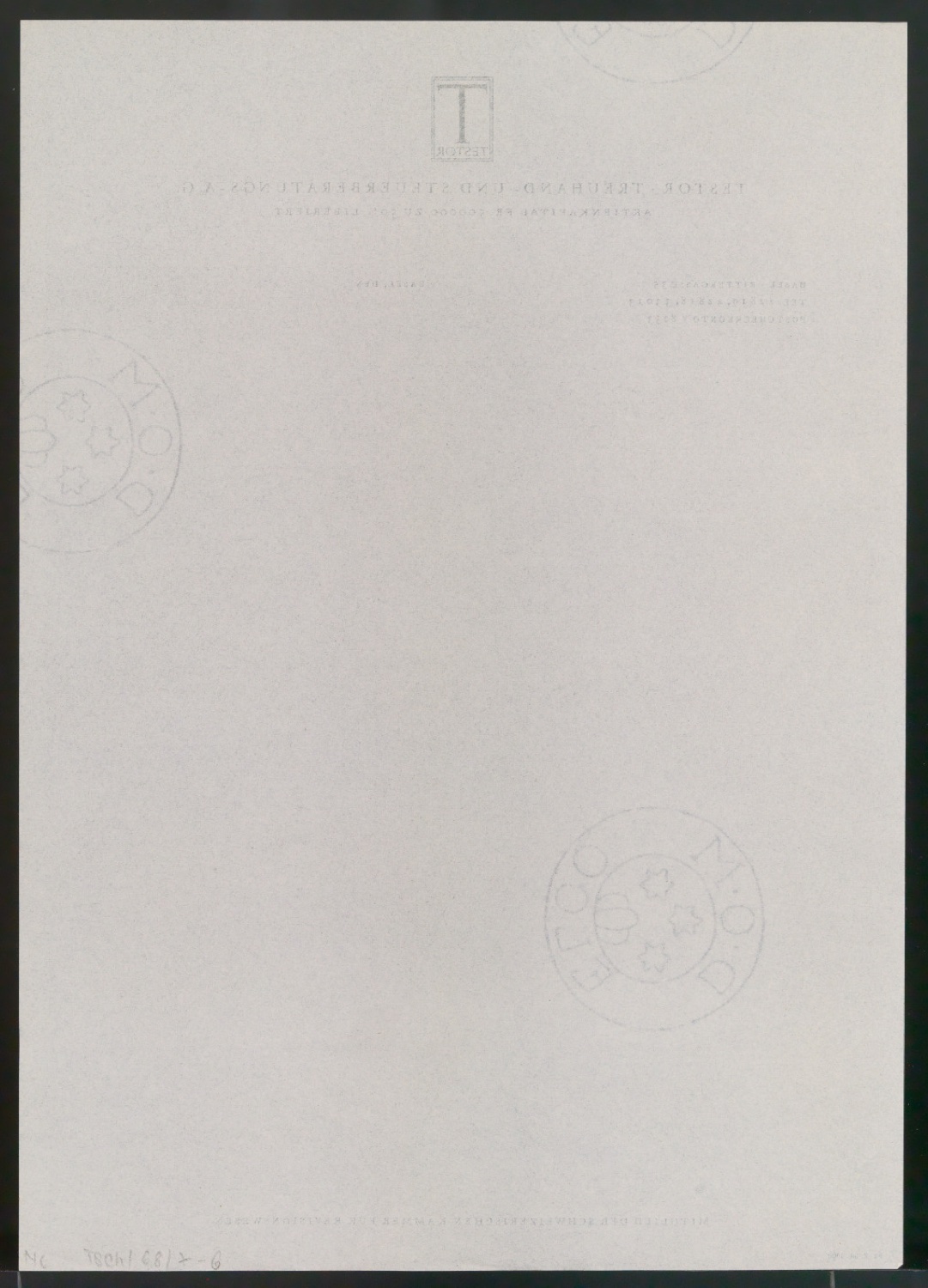 Entwurf und Probedrucke für Briefbogen und Rechnungsvordruck der Testor Treuhand- und Steuerberatungs AG — Blatt 12