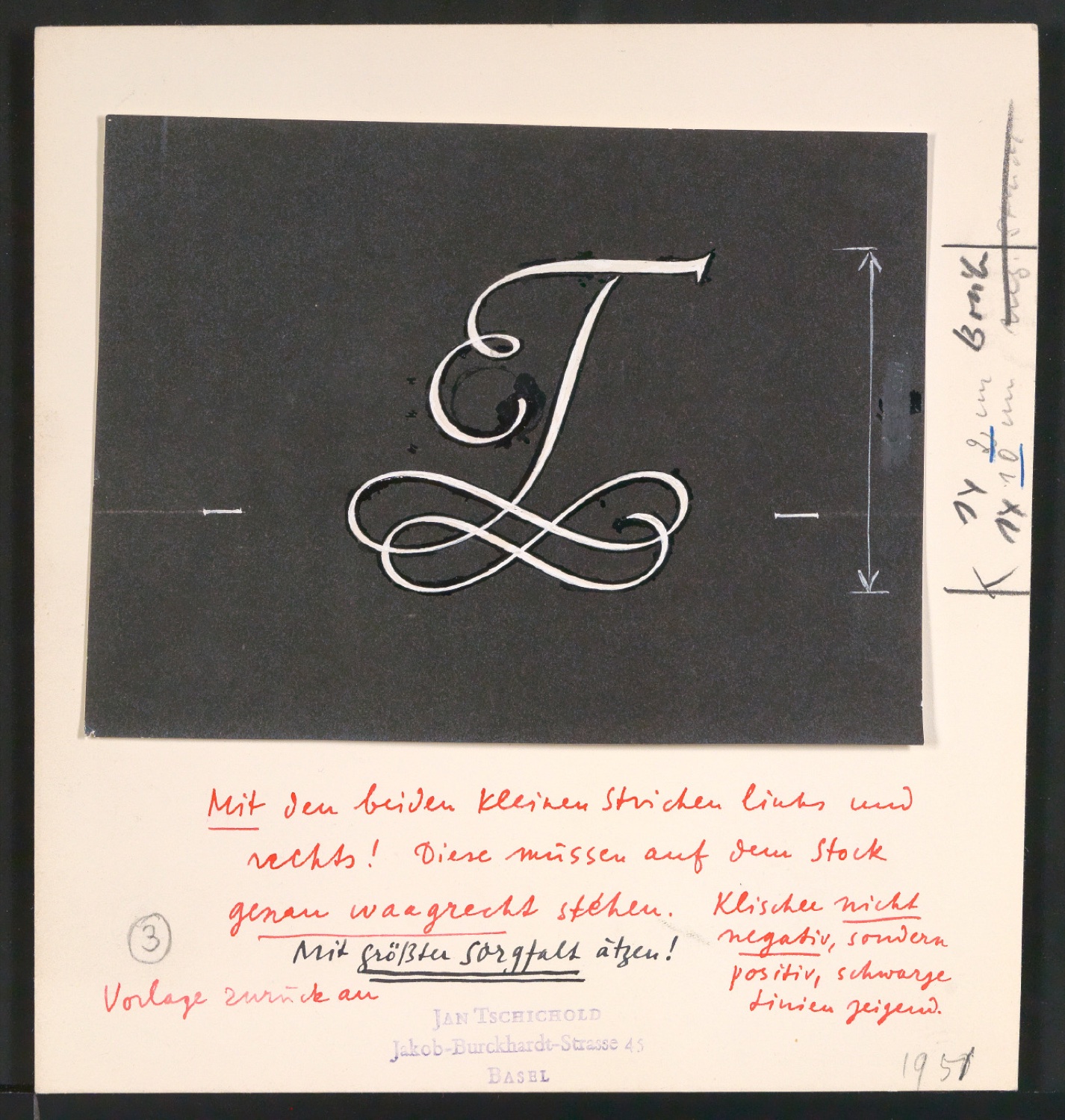 Entwürfe, Probedrucke und Klischeeabzüge von Signet für Briefbogen für Edith Tschichold — Blatt 9