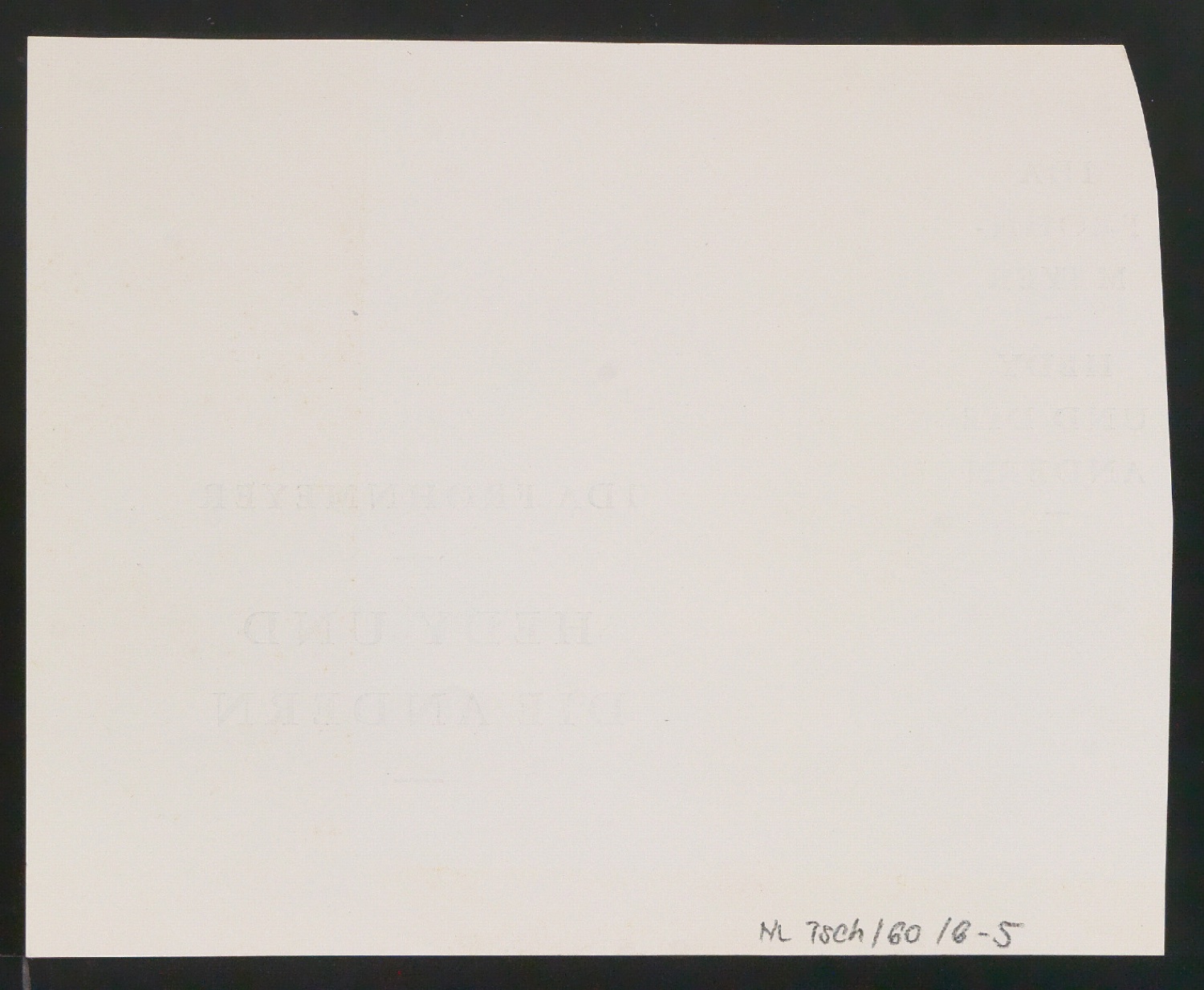 Probedrucke für den Schutzumschlag, Buchrücken und Titelschild von Hedy und die Andern — Blatt 6