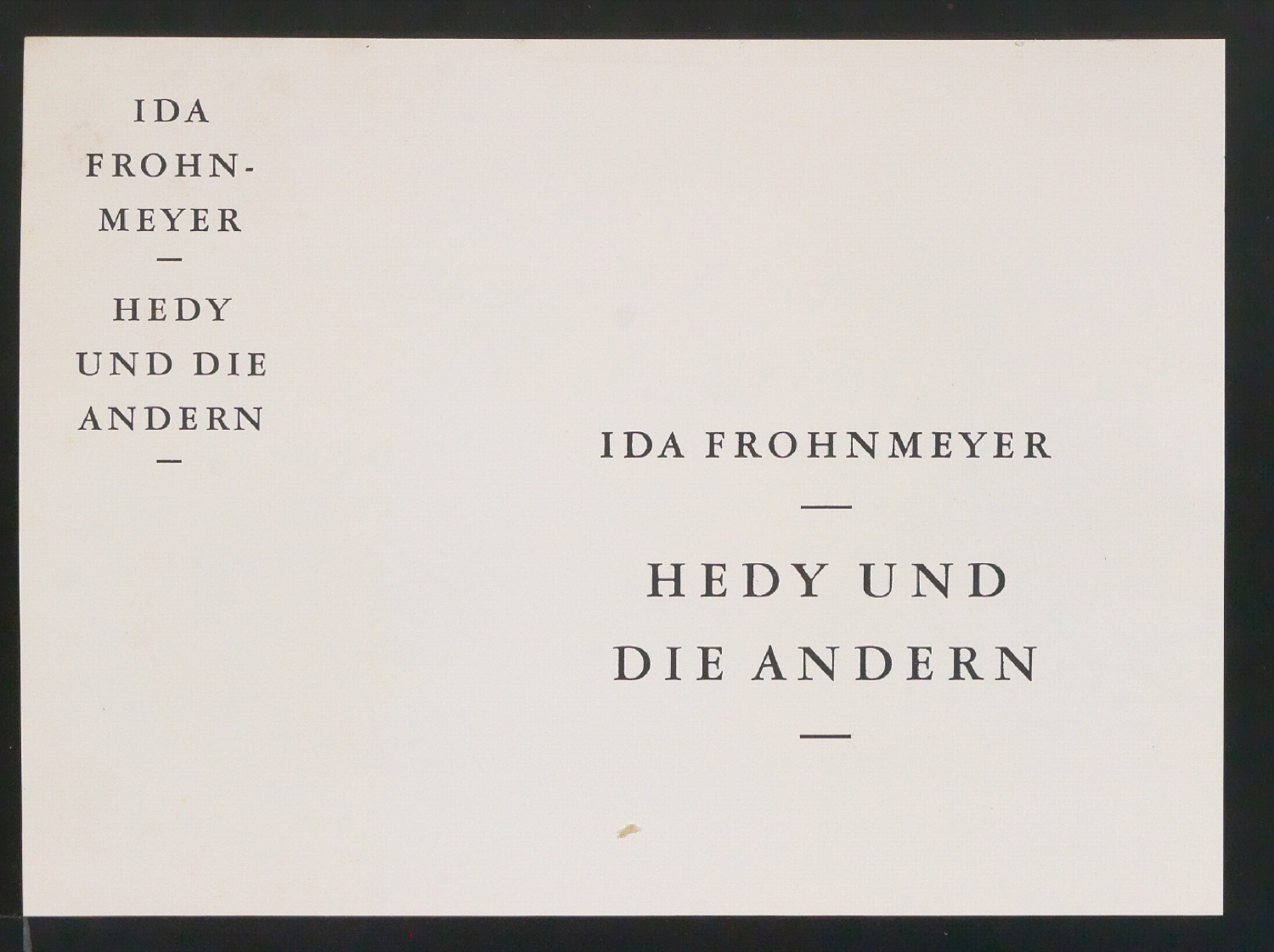 Probedrucke für den Schutzumschlag, Buchrücken und Titelschild von Hedy und die Andern — Blatt 7