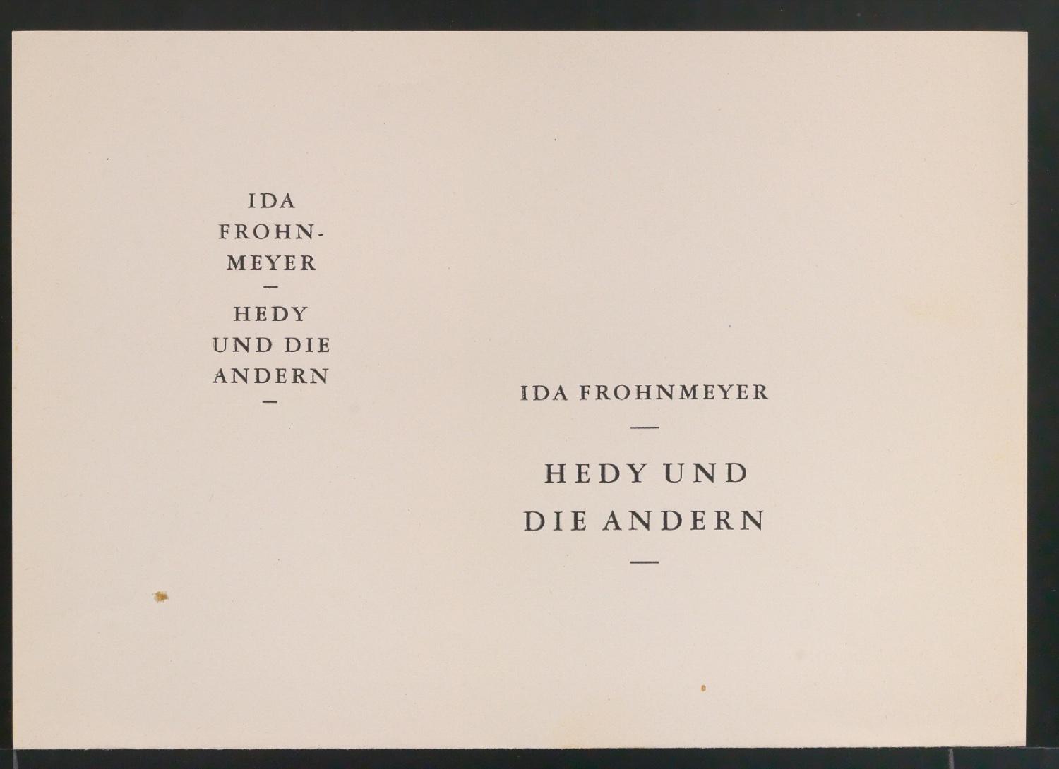 Probedrucke für den Schutzumschlag, Buchrücken und Titelschild von Hedy und die Andern — Blatt 9