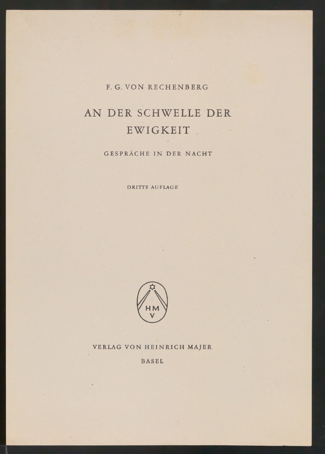 Probedrucke von Titelblättern, Buchrücken und Schutzumschlägen für Verlag Heinrich Majer — Blatt 18