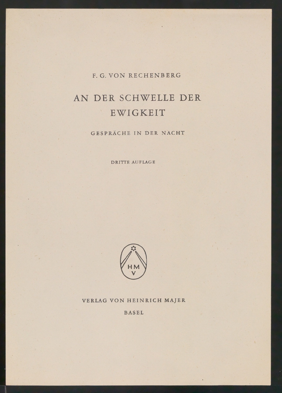 Probedrucke von Titelblättern, Buchrücken und Schutzumschlägen für Verlag Heinrich Majer — Blatt 20