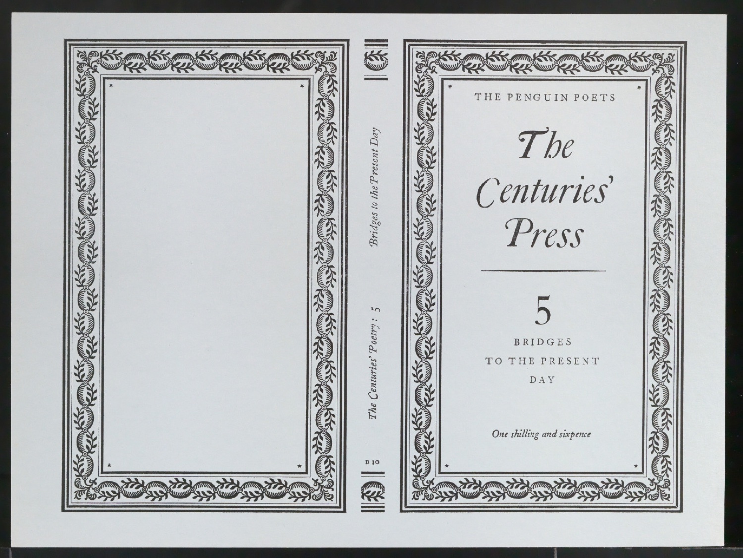 Schwarzer Probedruck für den Umschlag von The Penguin Poets: The Centuries' Press 5: Bridges to the present day — Blatt 1