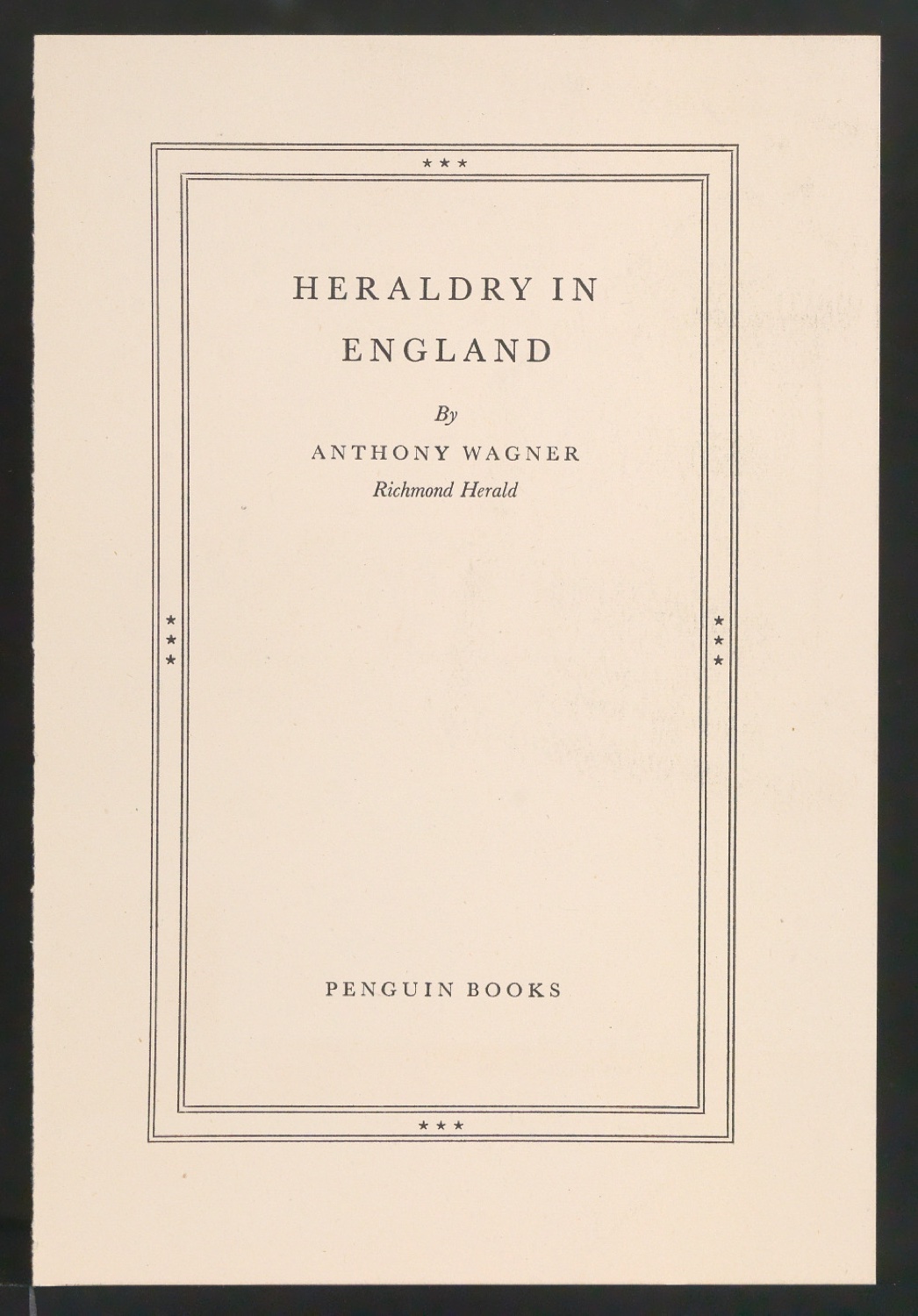 Probedruck für das Titelblatt von Heraldry in England — Blatt 1