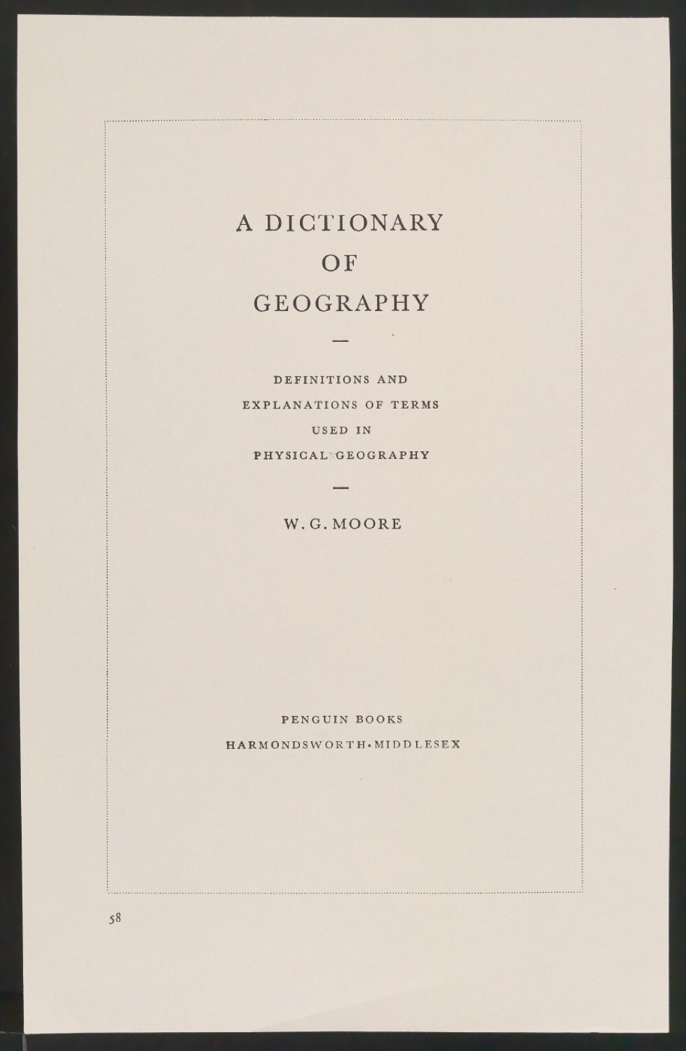 Probedruck für das Titelblatt von A Dictionary of Geography — Blatt 1