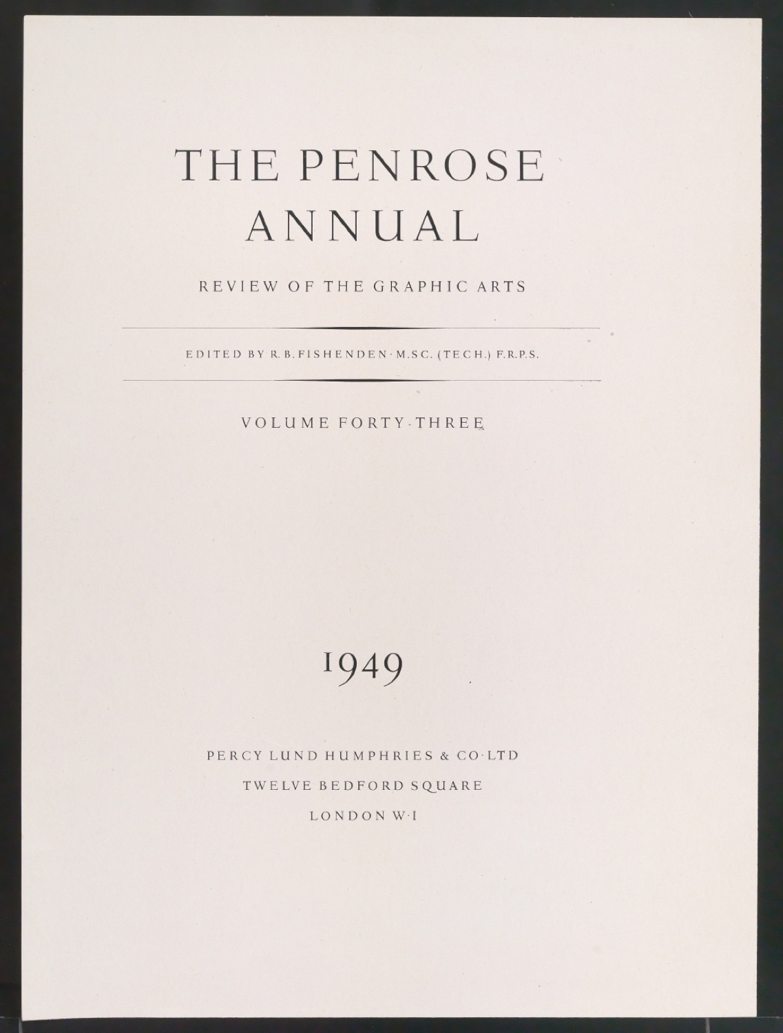 Probedruck für ein Titelblatt von Penrose Annual Volume 43 — Blatt 1