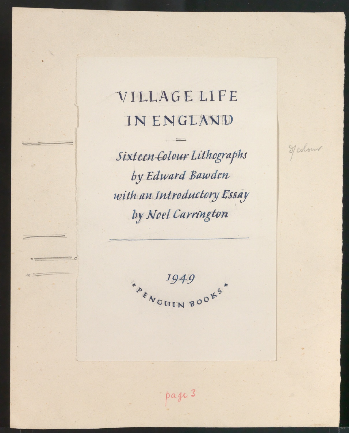 Schriftentwurf für das Titelblatt von Life in An English Village — Blatt 1