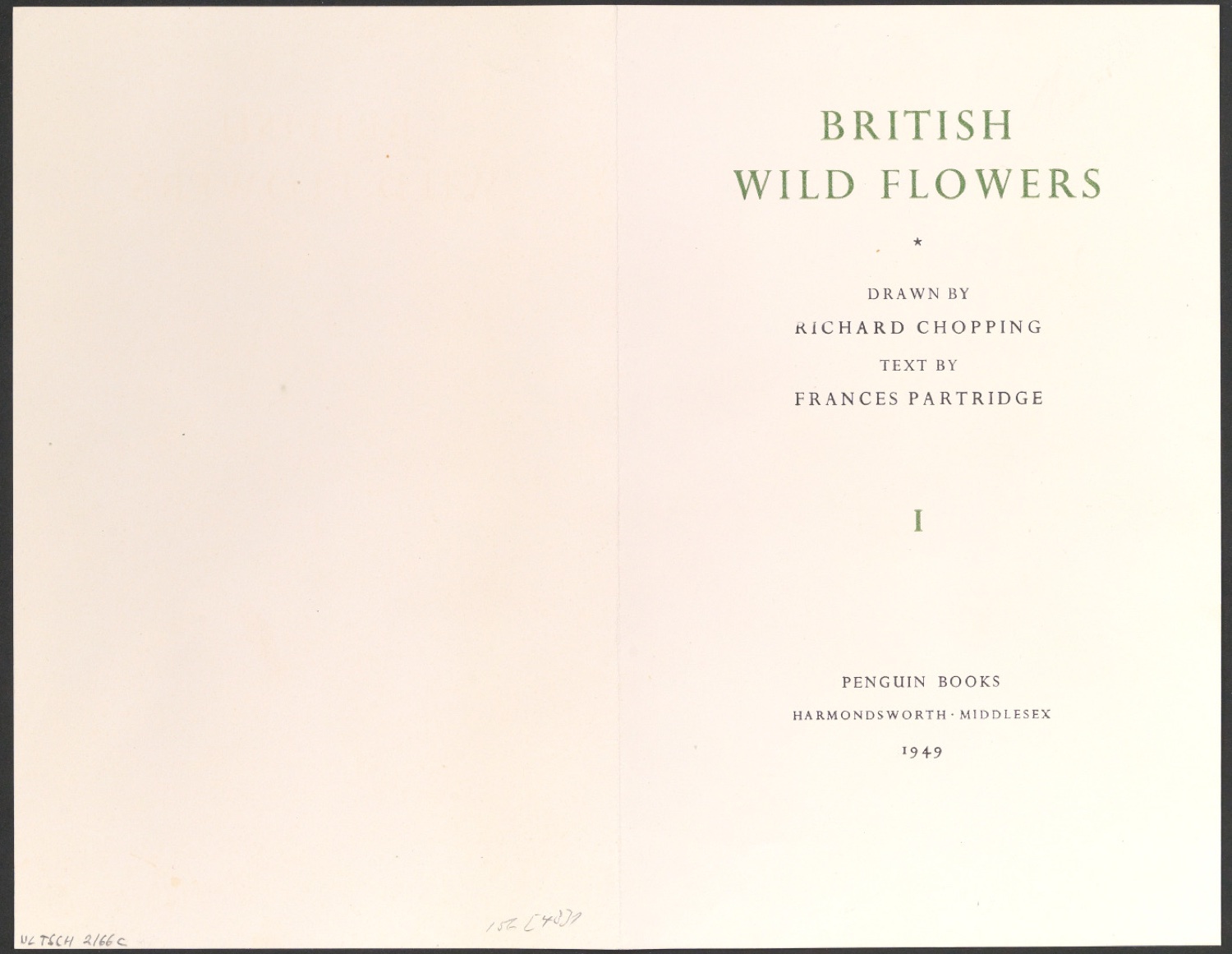 Probedruck des Titelblattes zu British Wild Flowers — Blatt 1