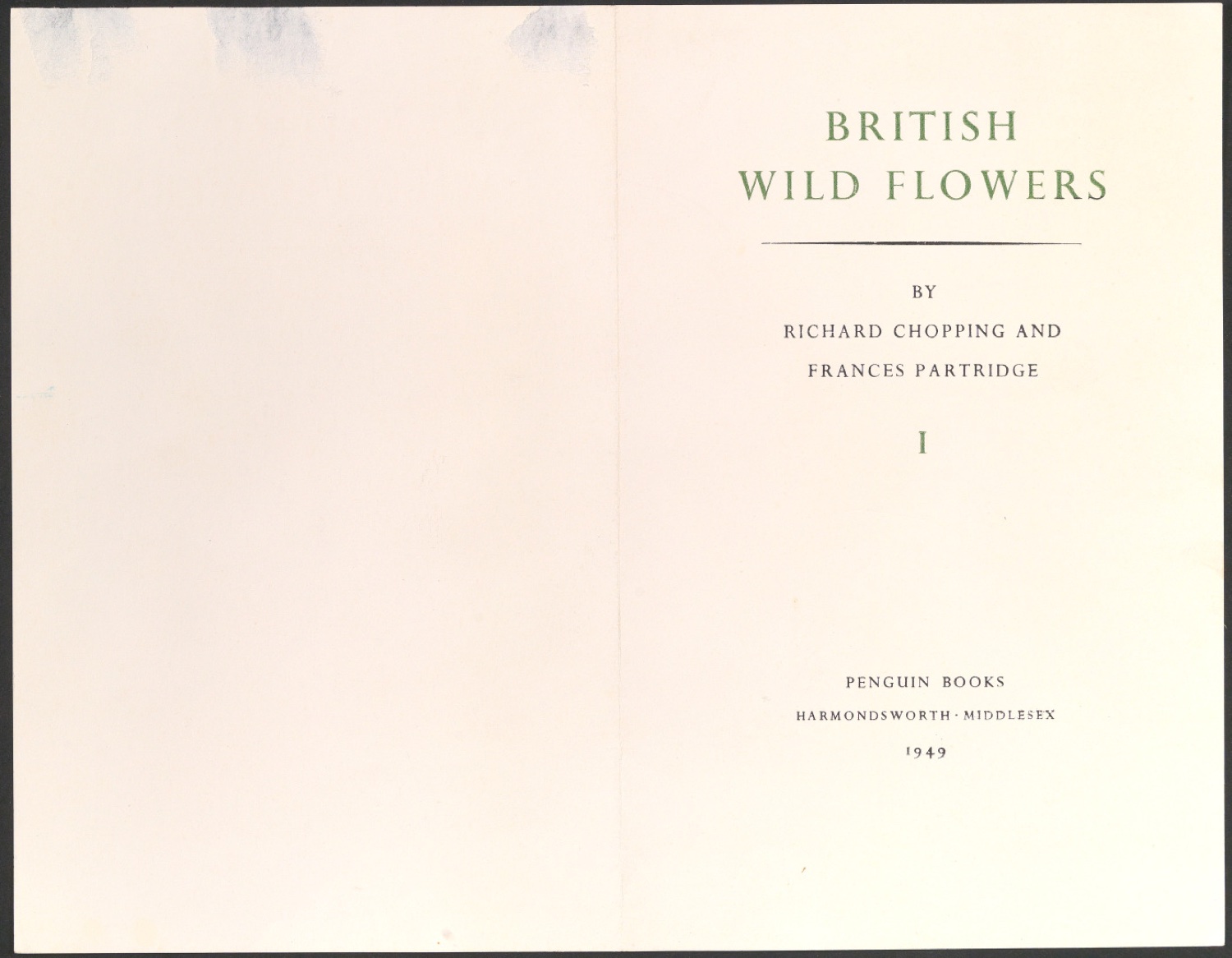 Probedruck des Titelblattes zu British Wild Flowers — Blatt 1