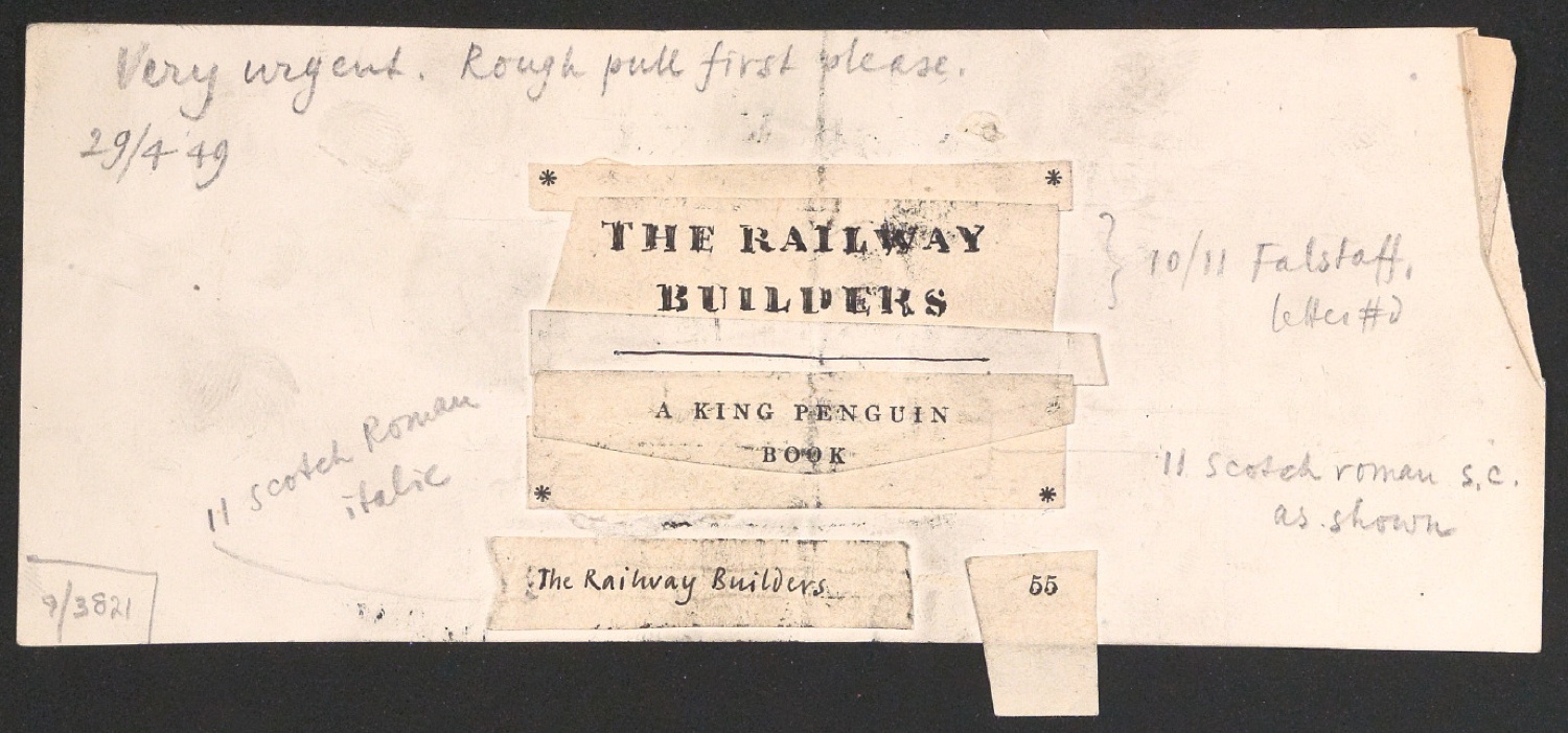 Klebeentwurf für das Titelblatt von The Railway Builders — Blatt 1