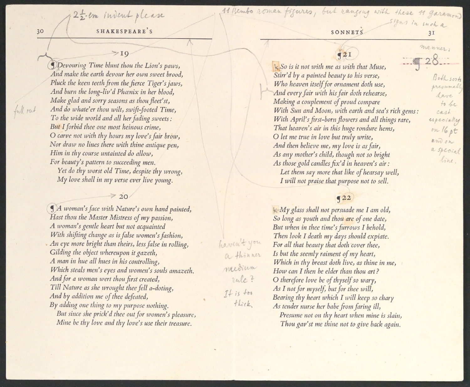 Satzvorlage für zwei Seiten von Shakespeare's Sonnets — Blatt 1