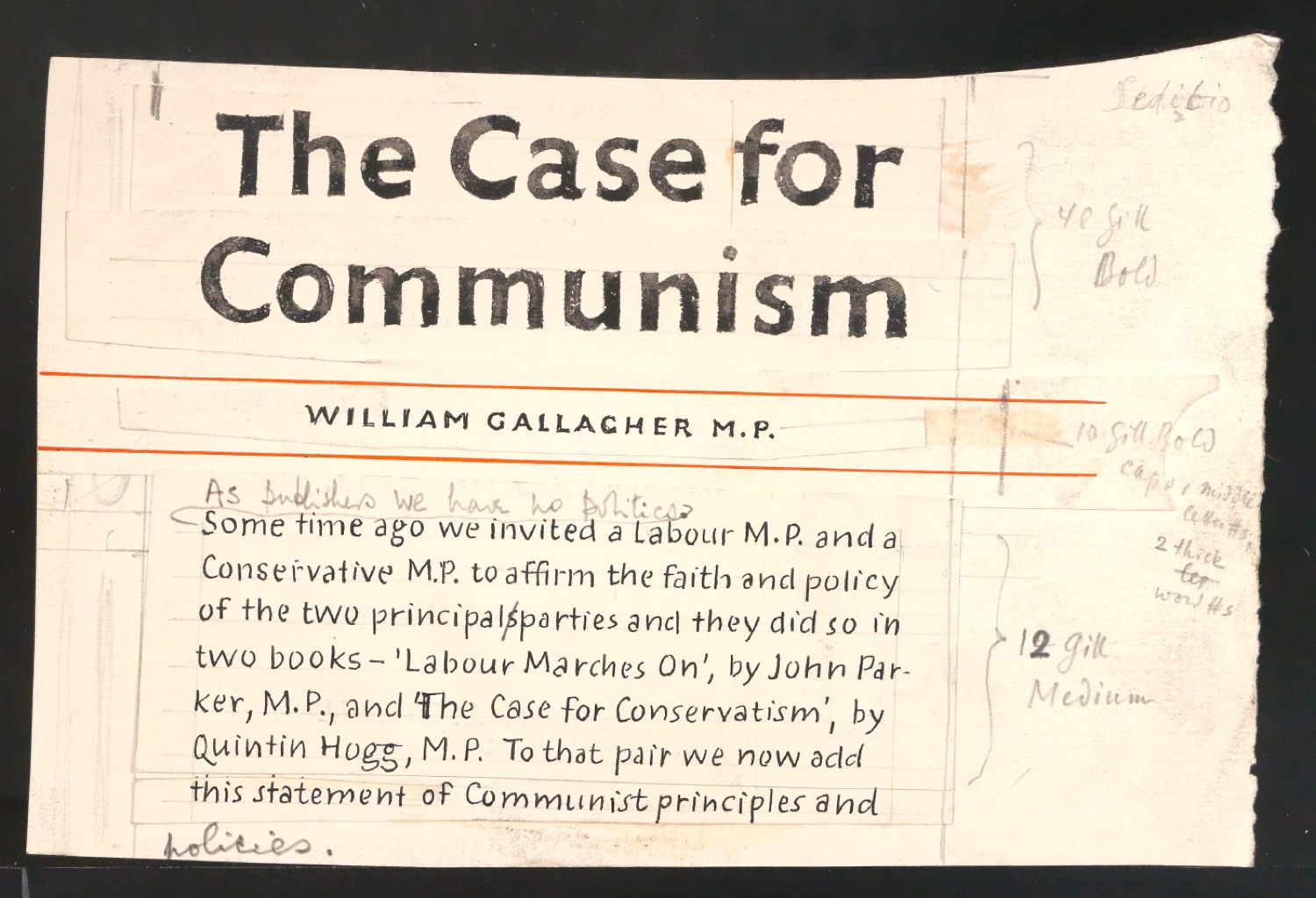 Entwurf für den Umschlag von The Case of Communism — Blatt 1