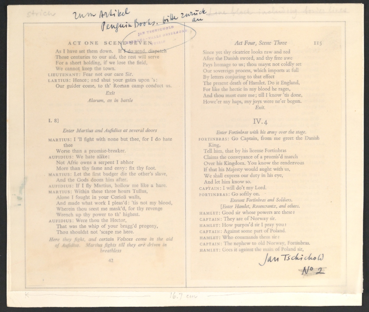 Layout für zwei Seiten von Shakespeare's Hamlet — Blatt 1